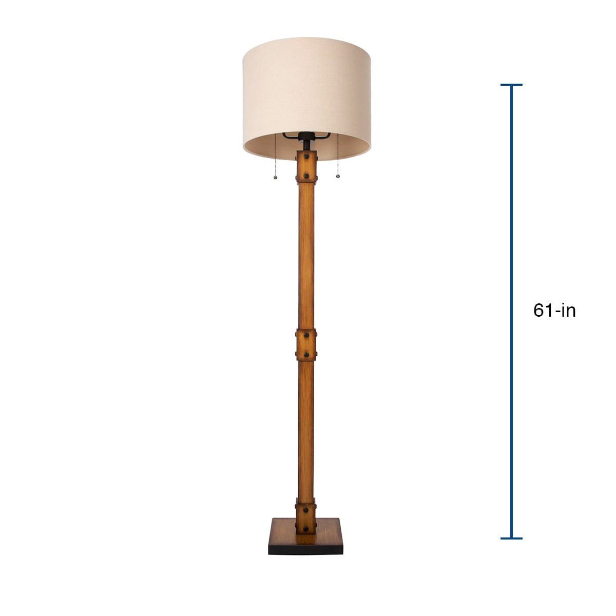 slide 2 of 6, allen + roth 61-in Faux Wood Shaded Floor Lamp, 1 ct