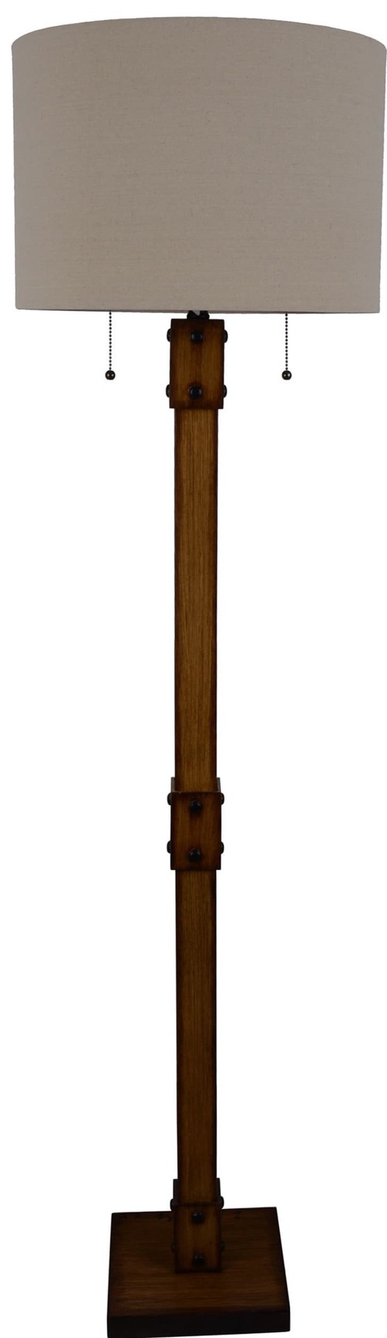 slide 1 of 6, allen + roth 61-in Faux Wood Shaded Floor Lamp, 1 ct
