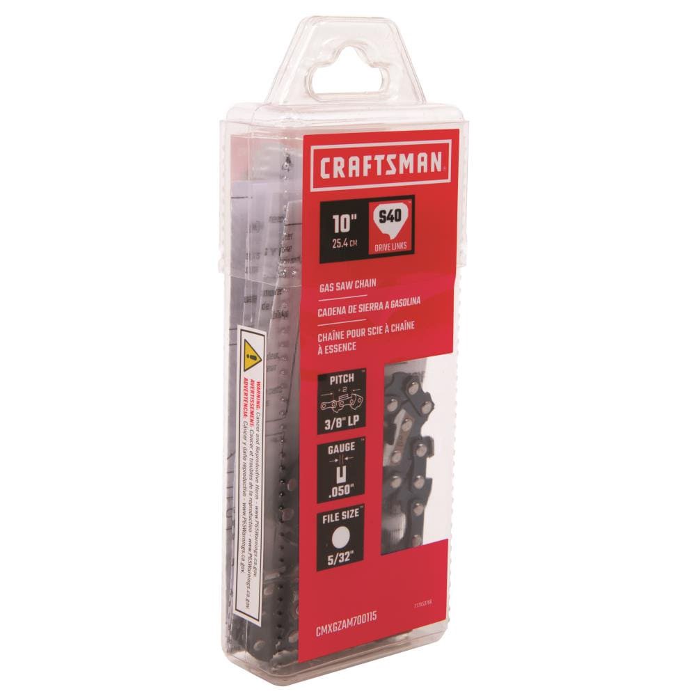 slide 6 of 6, CRAFTSMAN 40 Link Replacement Chainsaw Chain For 10-in , 0.05-in Gauge , 3/8-in Pitch, 1 ct