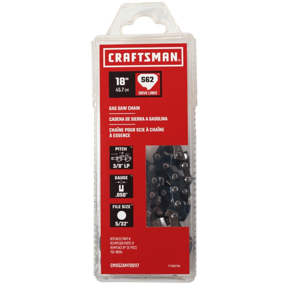 slide 1 of 3, CRAFTSMAN 62 Link Replacement Chainsaw Chain For 18-in , 0.05-in Gauge , 3/8-in Pitch, 1 ct