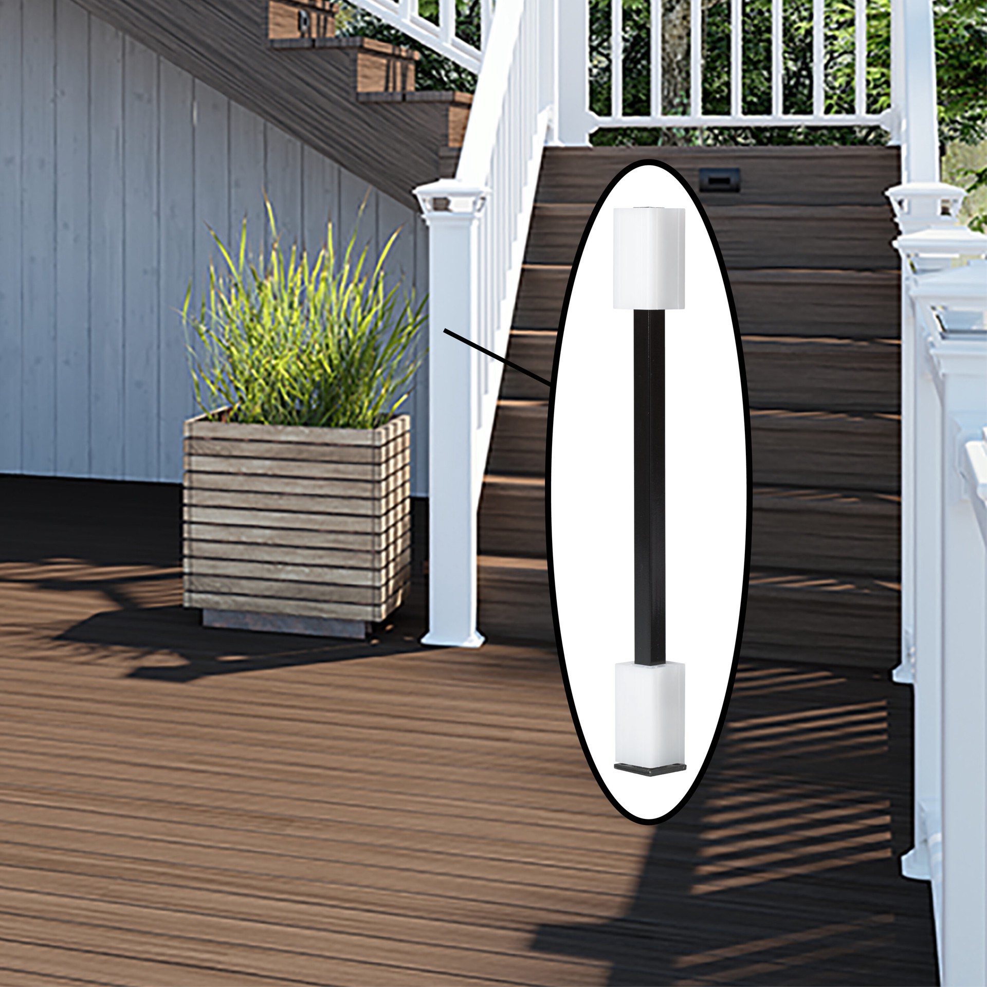 slide 2 of 3, Deckorators 4-in x 4-in x 3-ft Black Steel Deck Post, 1 ct