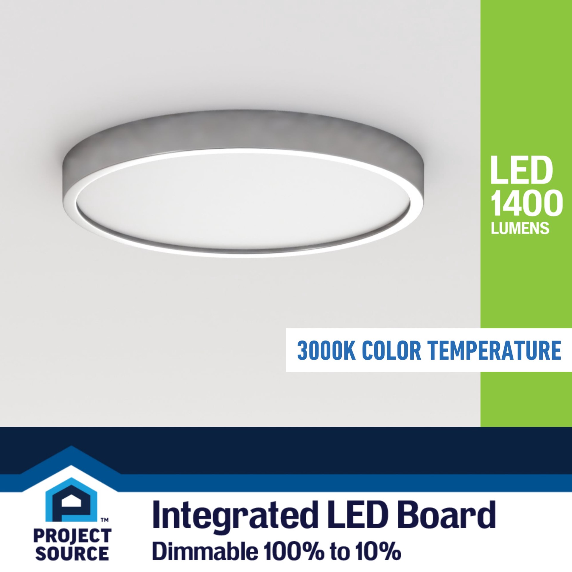 slide 6 of 6, Project Source 1 -Light 10-in Brushed Nickel Integrated LED Flush Mount Light 2 -Pack, 1 ct
