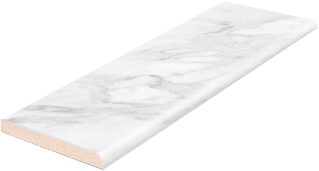 slide 3 of 6, Satori White Regent Carrara 2-in x 8-in Glossy Ceramic Bullnose Tile ( 0.1-sq ft / Piece ), 1 ct