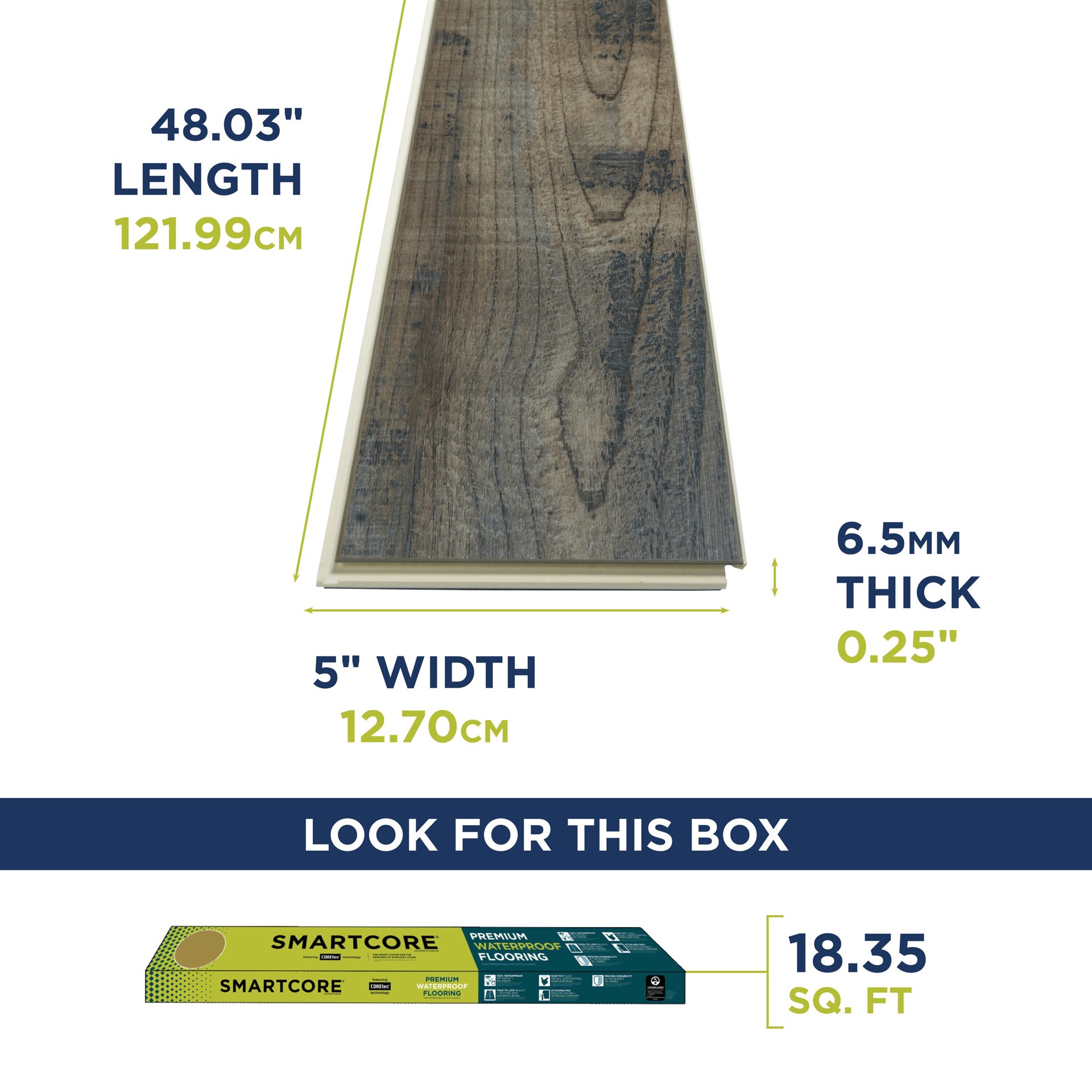 slide 4 of 6, SMARTCORE By COREtec Floors Shady Pine 12-mil x 5-in W x 48-in L Waterproof Luxury Vinyl Plank Flooring ( 18.35-sq ft Carton ), 1 ct