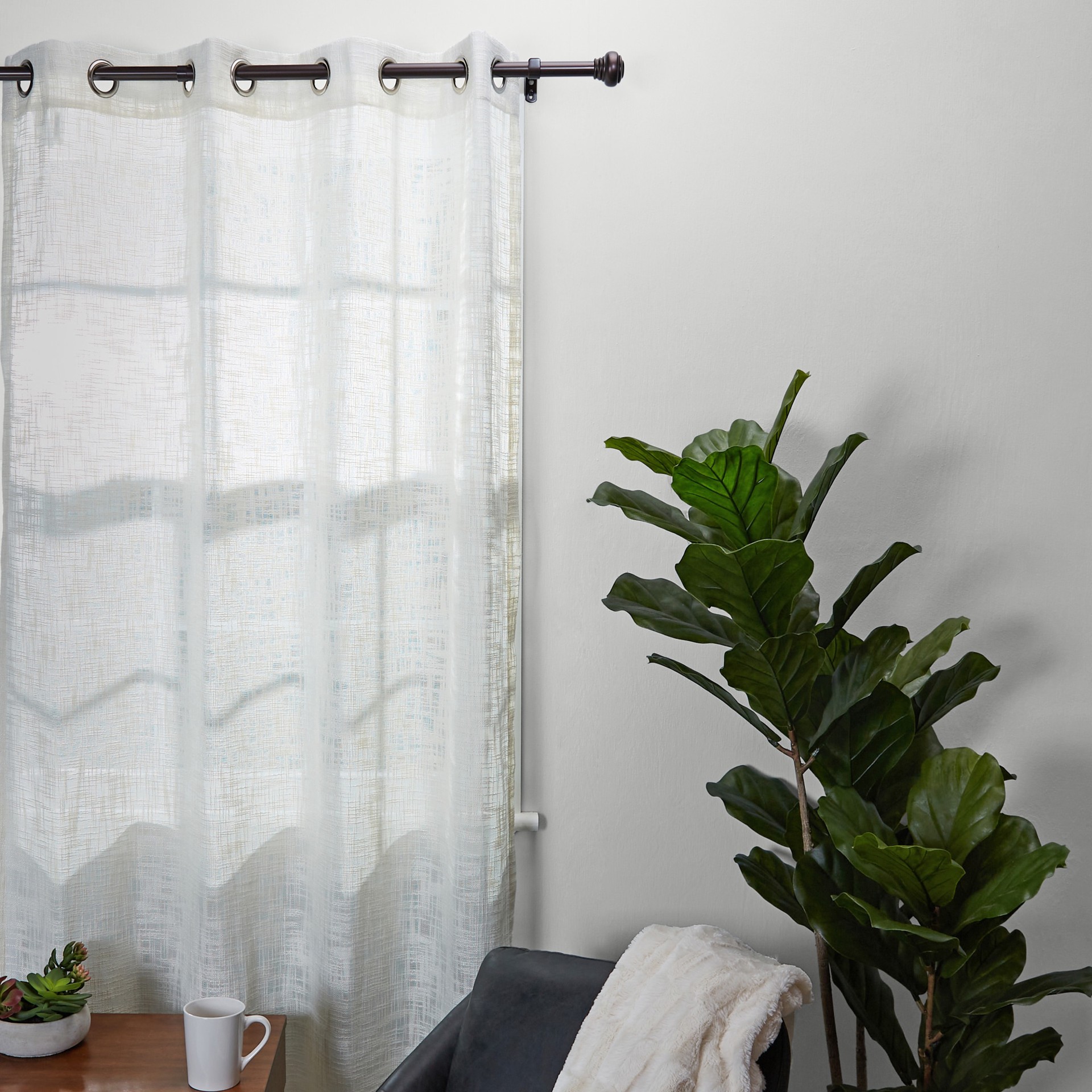 slide 3 of 6, allen + roth 36-in to 72-in Oil Rubbed Bronze Steel Inside Single Curtain Rod with Finials, 1 ct