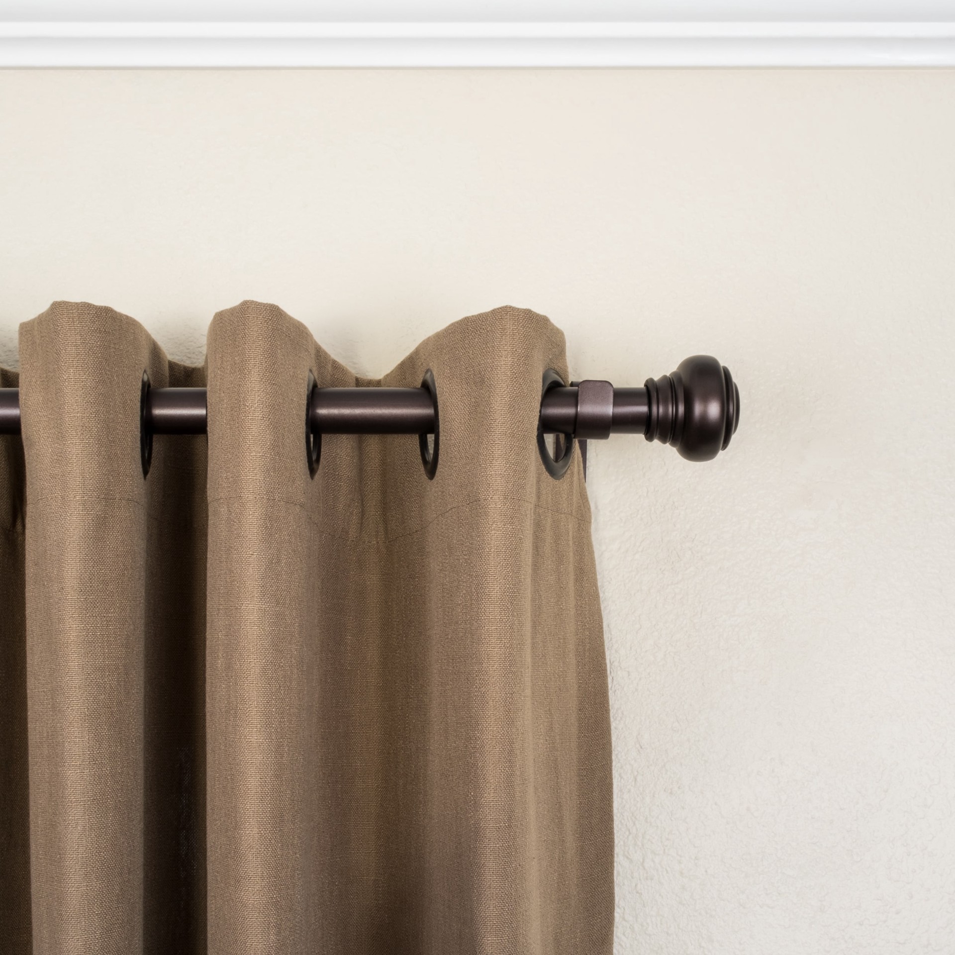slide 6 of 6, allen + roth 36-in to 72-in Oil Rubbed Bronze Steel Inside Single Curtain Rod with Finials, 1 ct