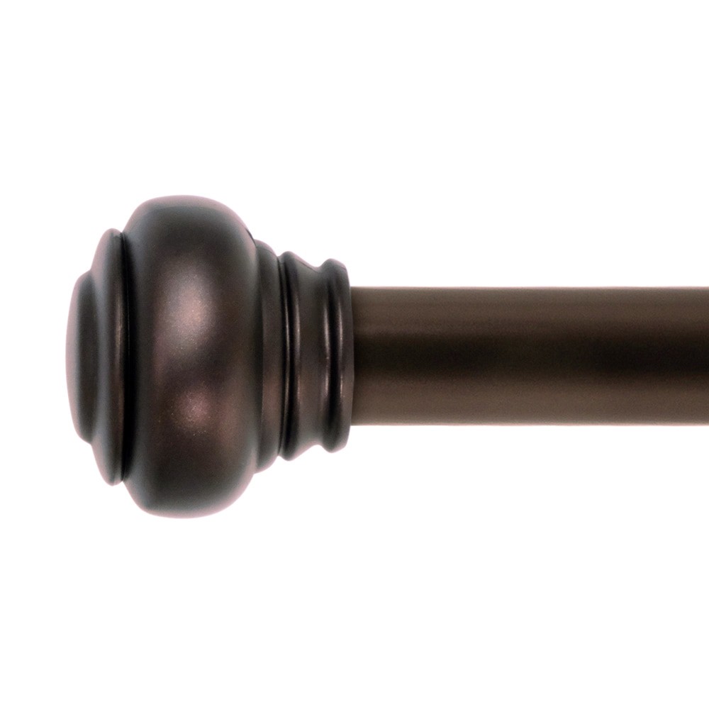 slide 1 of 6, allen + roth 36-in to 72-in Oil Rubbed Bronze Steel Inside Single Curtain Rod with Finials, 1 ct