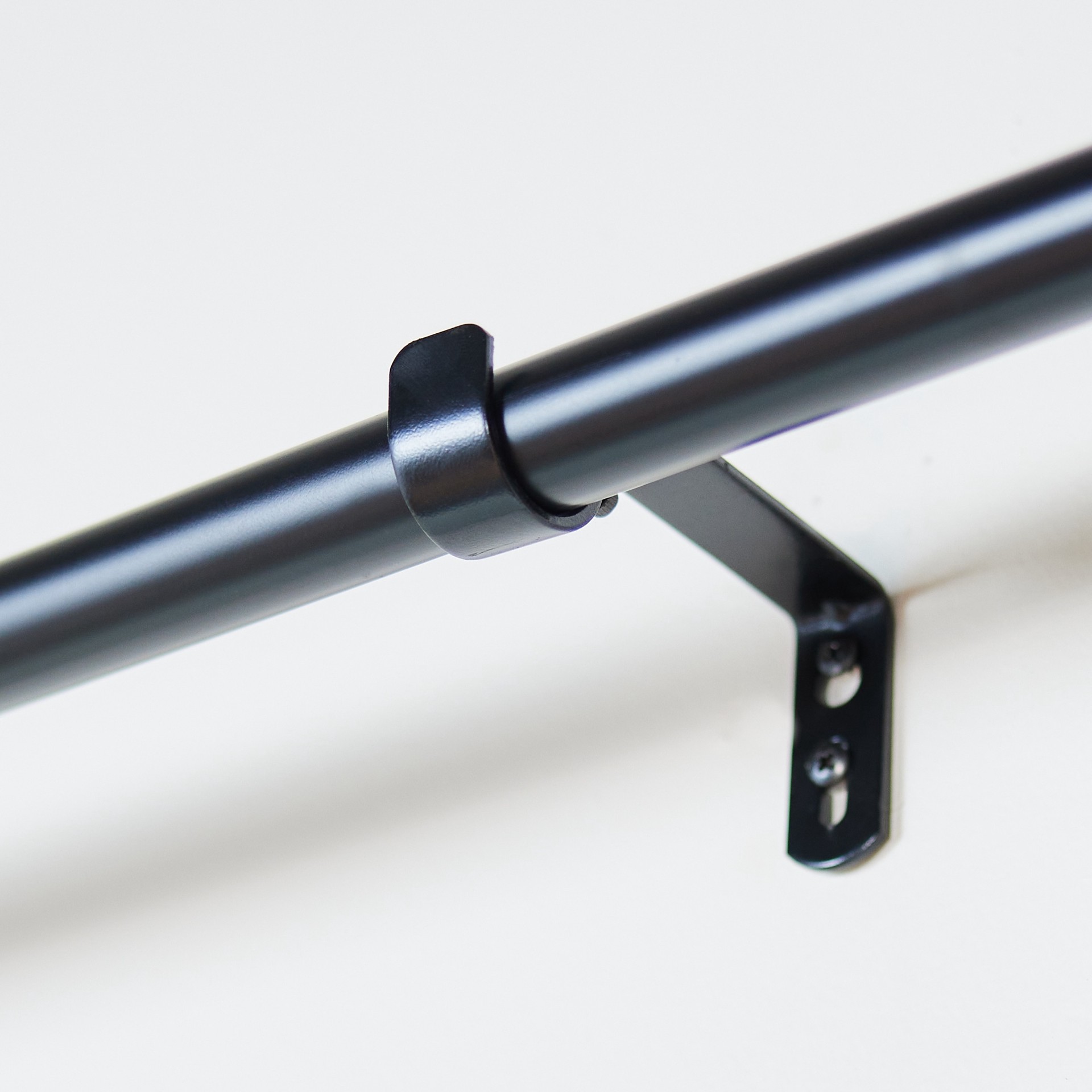 slide 3 of 6, allen + roth 72-in to 144-in Matte Black Steel Single Curtain Rod with Finials, 1 ct