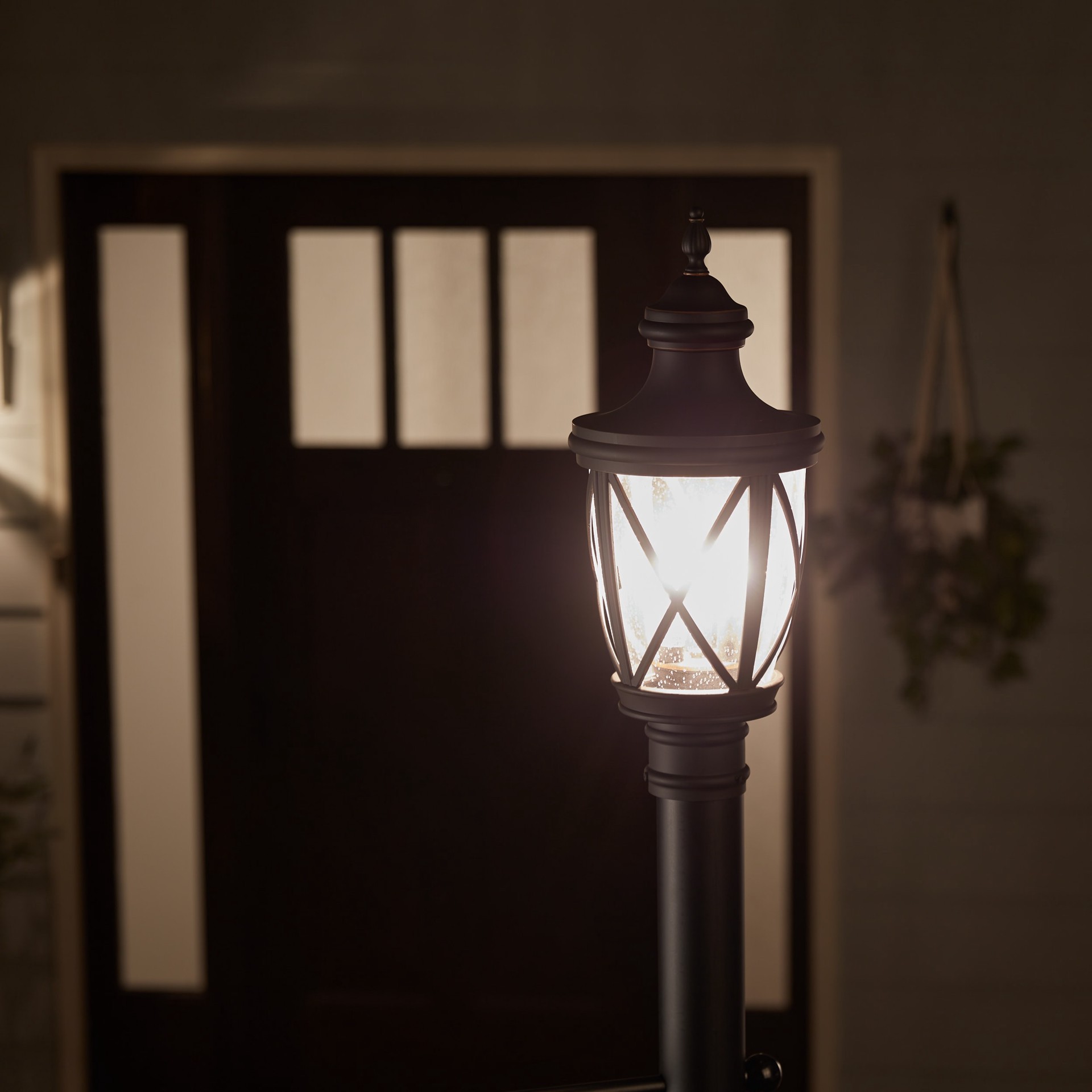 slide 4 of 6, allen + roth Castine 19.5-in Bronze Traditional Outdoor Light post lantern, 1 ct