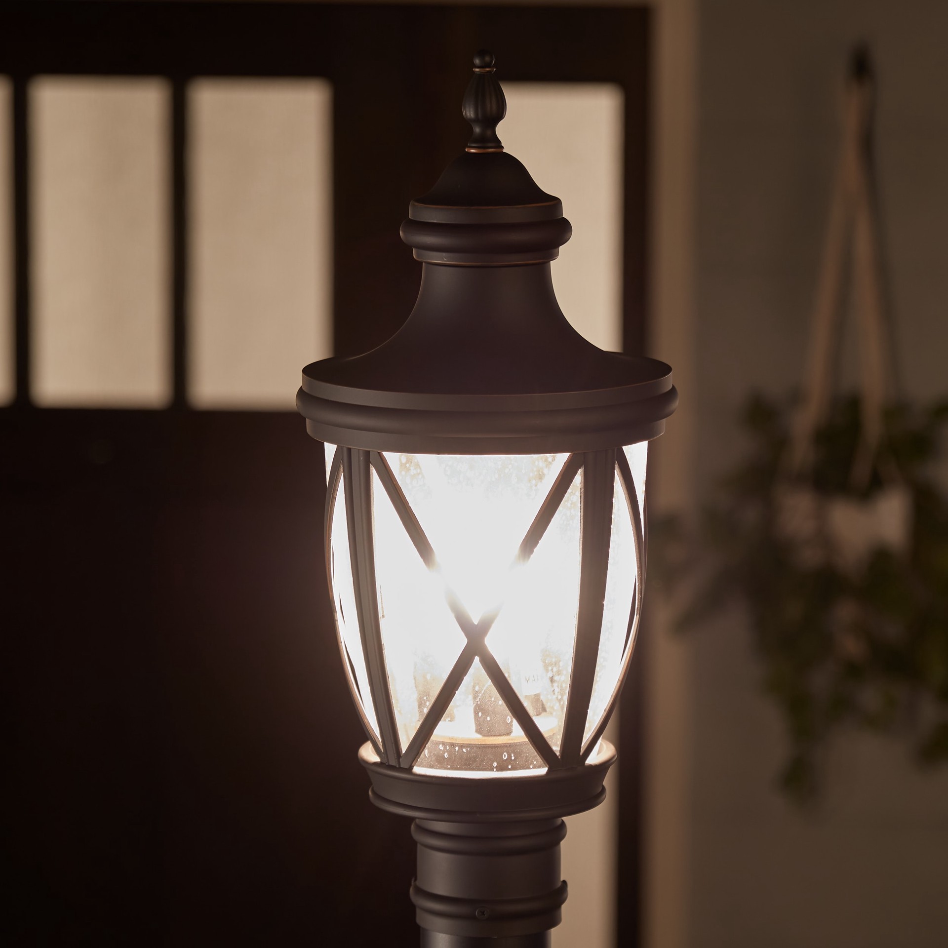 slide 5 of 6, allen + roth Castine 19.5-in Bronze Traditional Outdoor Light post lantern, 1 ct