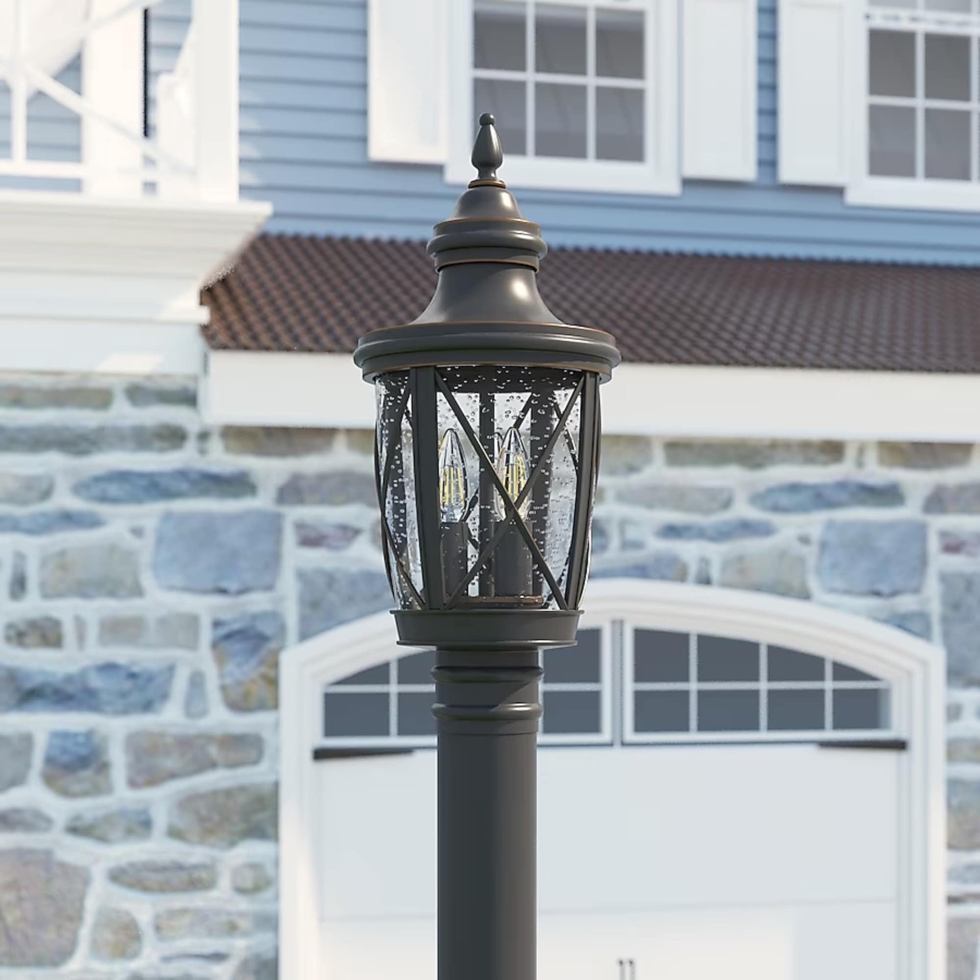 slide 1 of 6, allen + roth Castine 19.5-in Bronze Traditional Outdoor Light post lantern, 1 ct