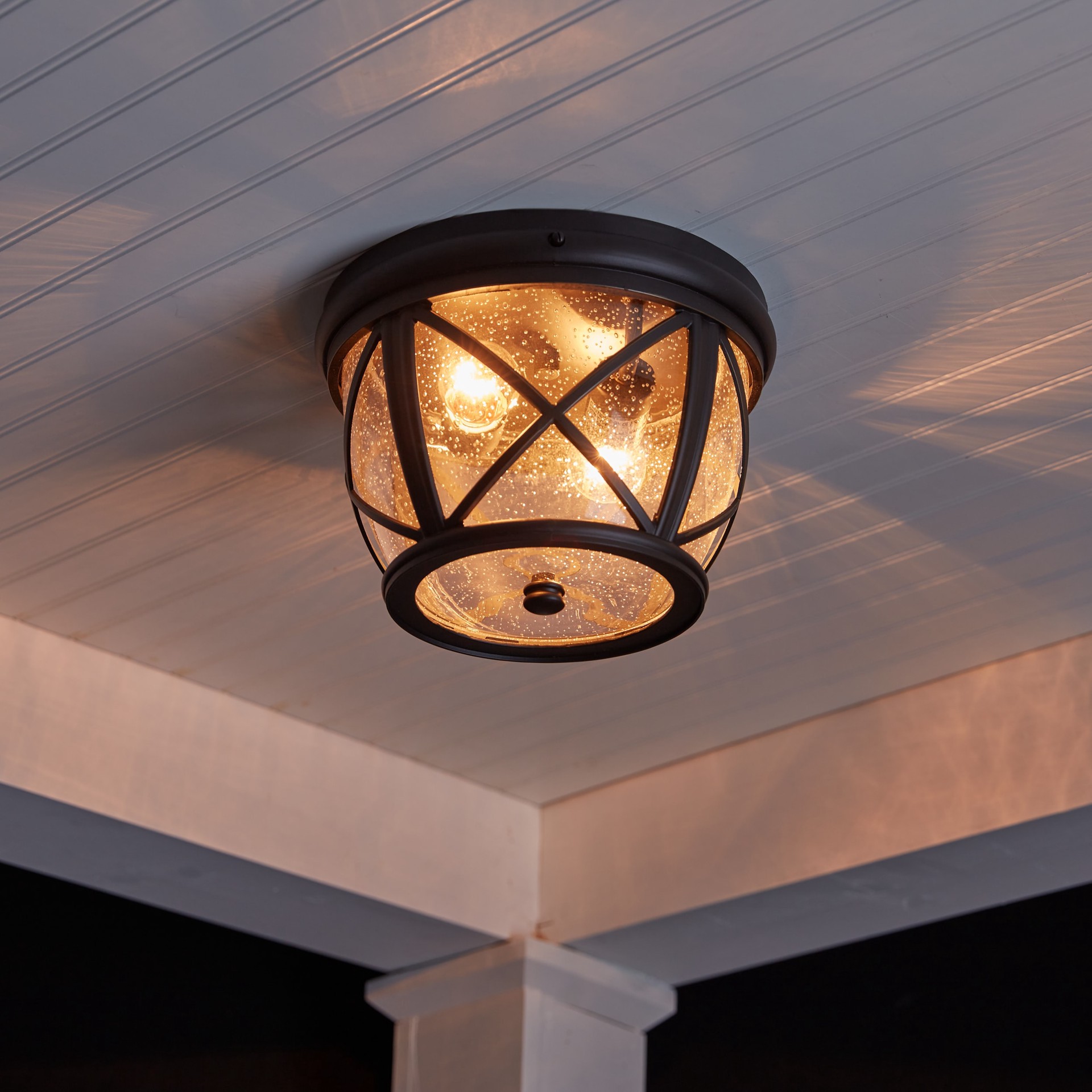 slide 4 of 6, allen + roth Castine 1 -Light 10.88-in Antique Bronze Indoor/Outdoor Flush Mount Light, 1 ct