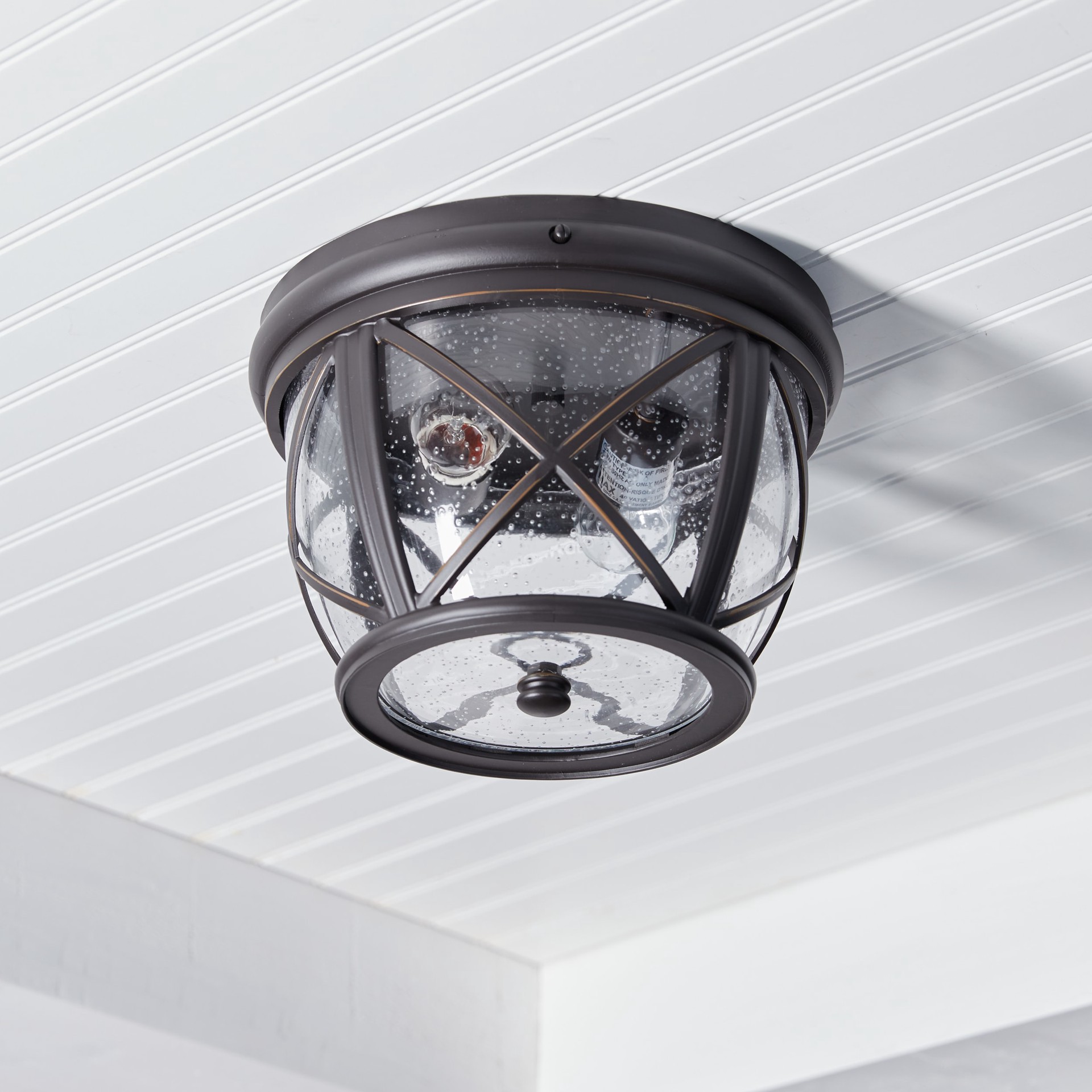 slide 5 of 6, allen + roth Castine 1 -Light 10.88-in Antique Bronze Indoor/Outdoor Flush Mount Light, 1 ct