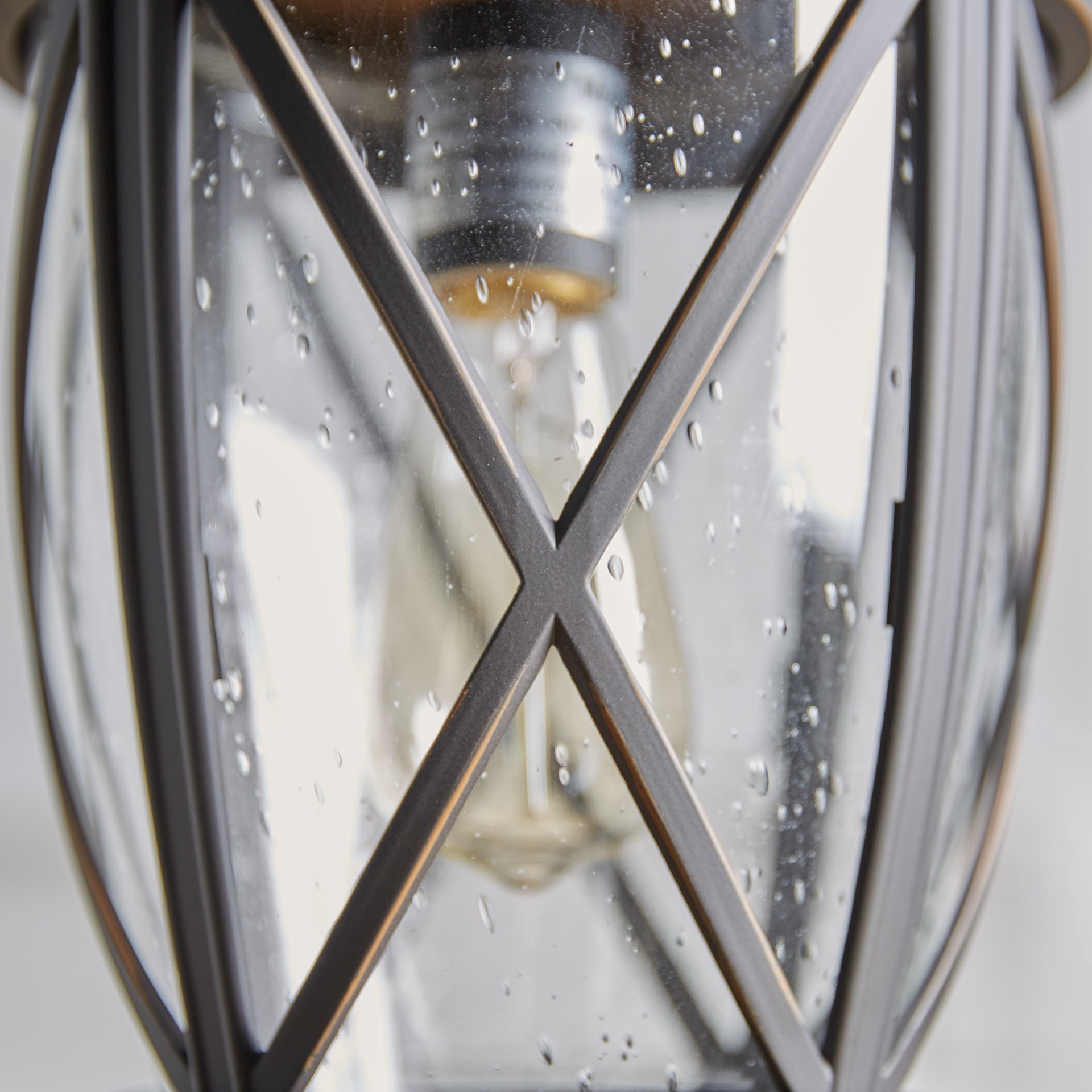 slide 2 of 6, allen + roth Castine 1 -Light Bronze Craftsman Seeded glass Lantern Medium Outdoor Hanging Pendant light, 1 ct