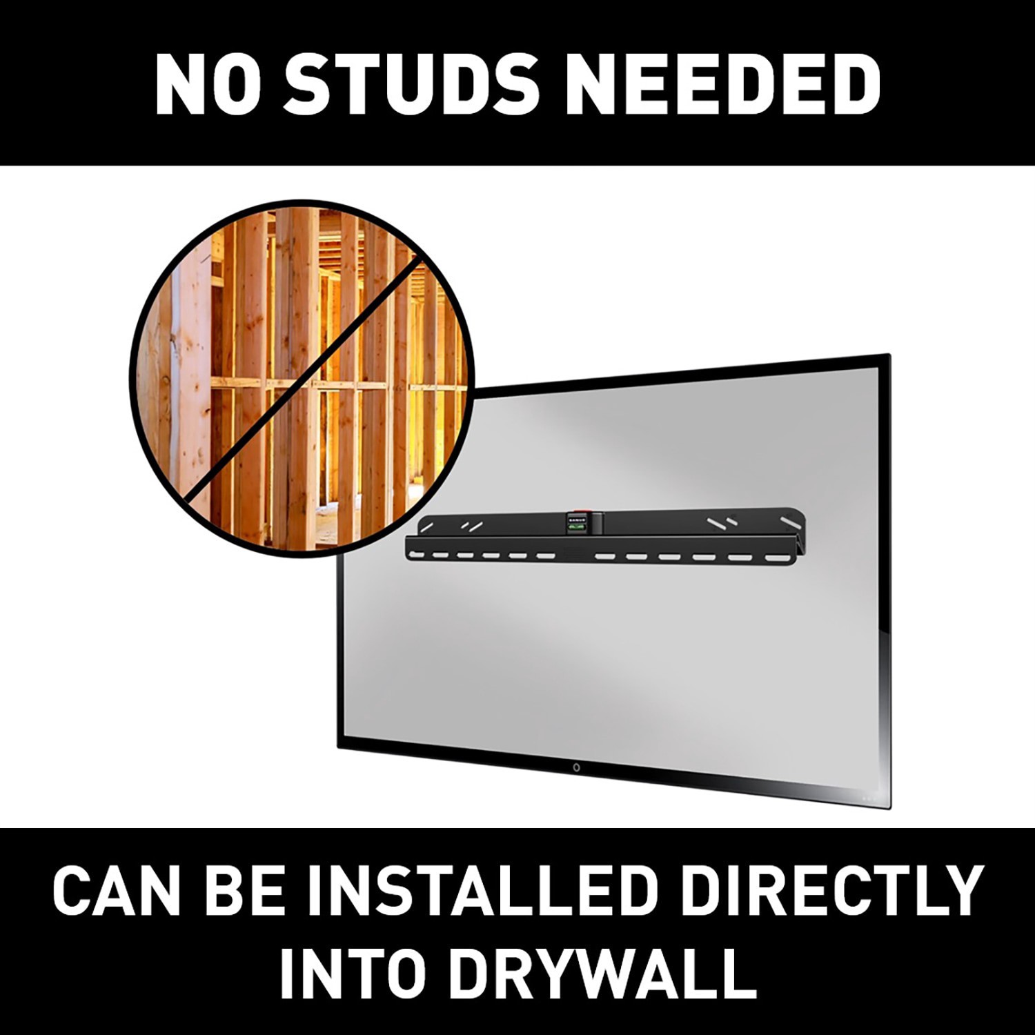slide 3 of 6, Sanus 42 to 90 inch No Stud Required Fixed Indoor Wall TV mount Fits TVs up to 90-in ( Hardware Included ), 1 ct