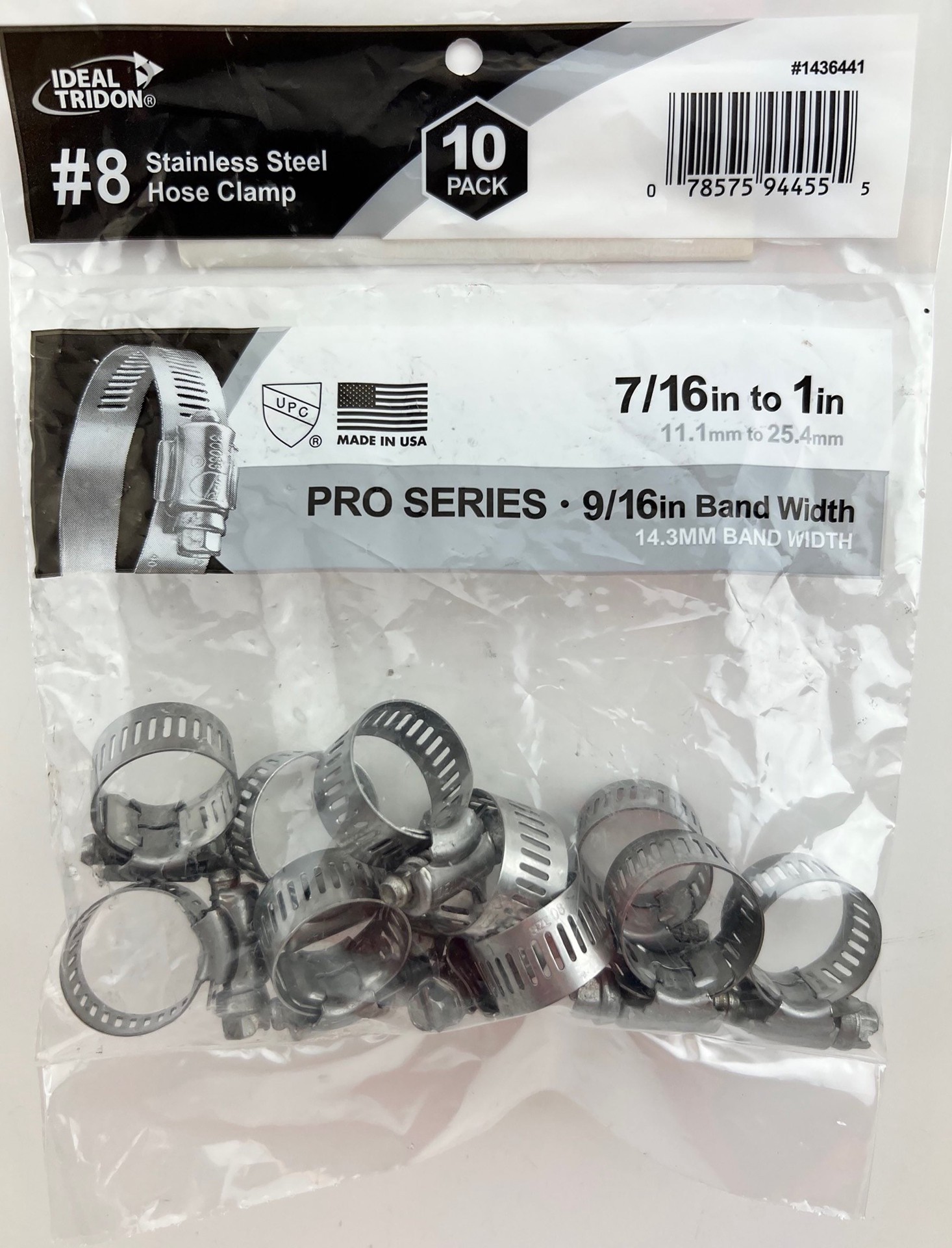 slide 2 of 4, IDEAL-TRIDON 10 -Pack 3/8-in to 1-in dia Stainless steel Adjustable clamp, 1 ct