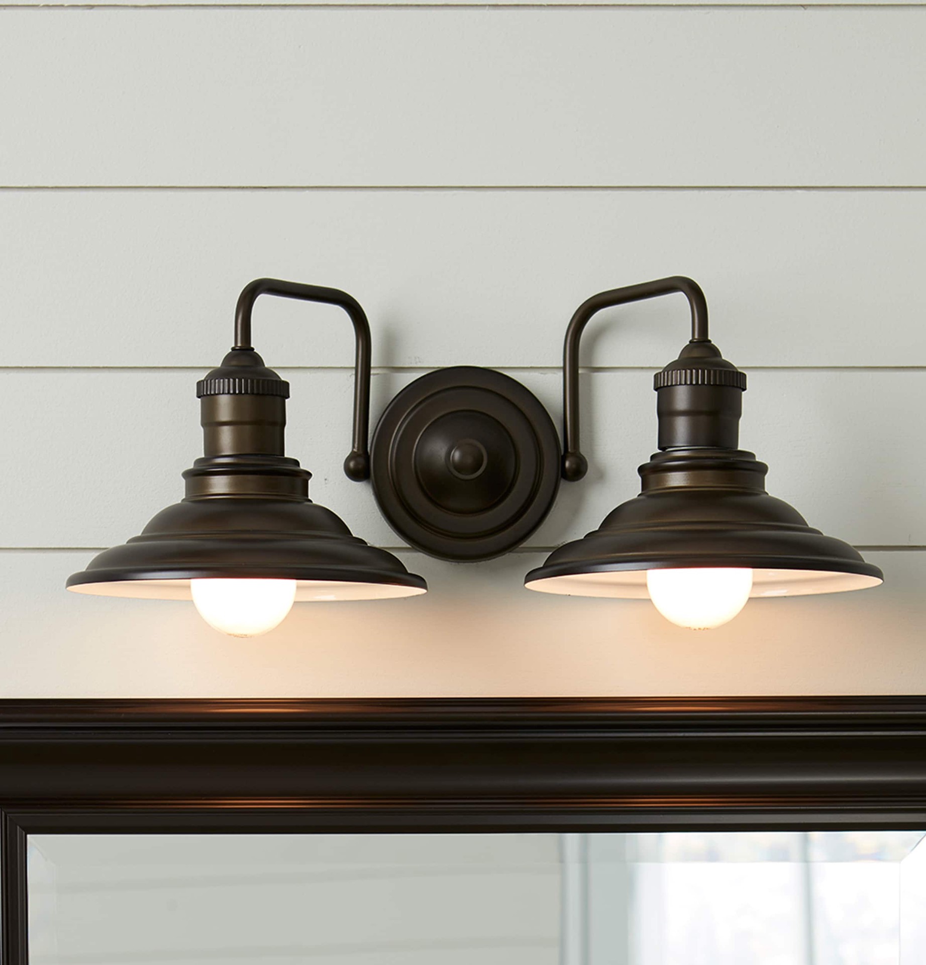 slide 1 of 6, allen + roth Hainsbrook 18.25-in 2 -Light Antique Bronze Coastal Vanity light, 1 ct