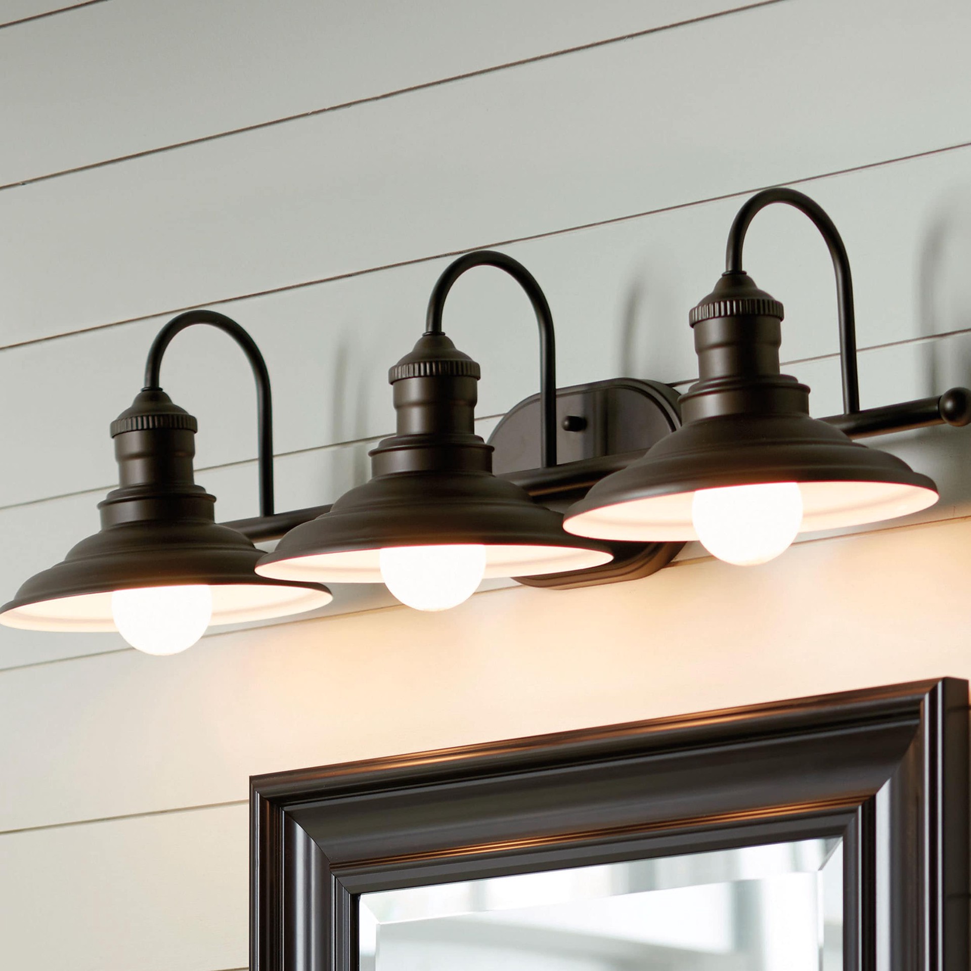 slide 2 of 6, allen + roth Hainsbrook 26.12-in 3 -Light Antique Bronze Coastal Vanity light, 1 ct