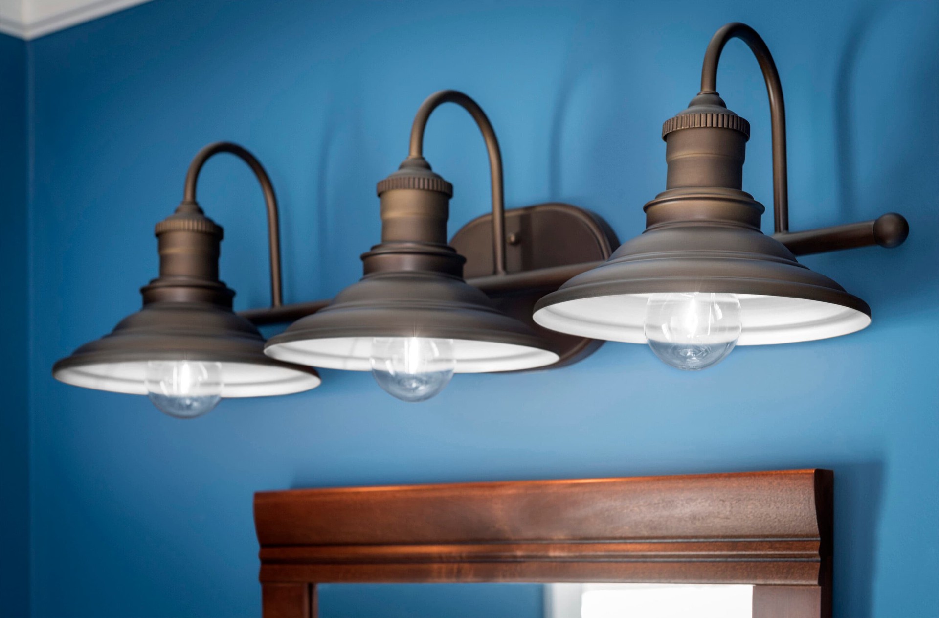 slide 4 of 6, allen + roth Hainsbrook 26.12-in 3 -Light Antique Bronze Coastal Vanity light, 1 ct