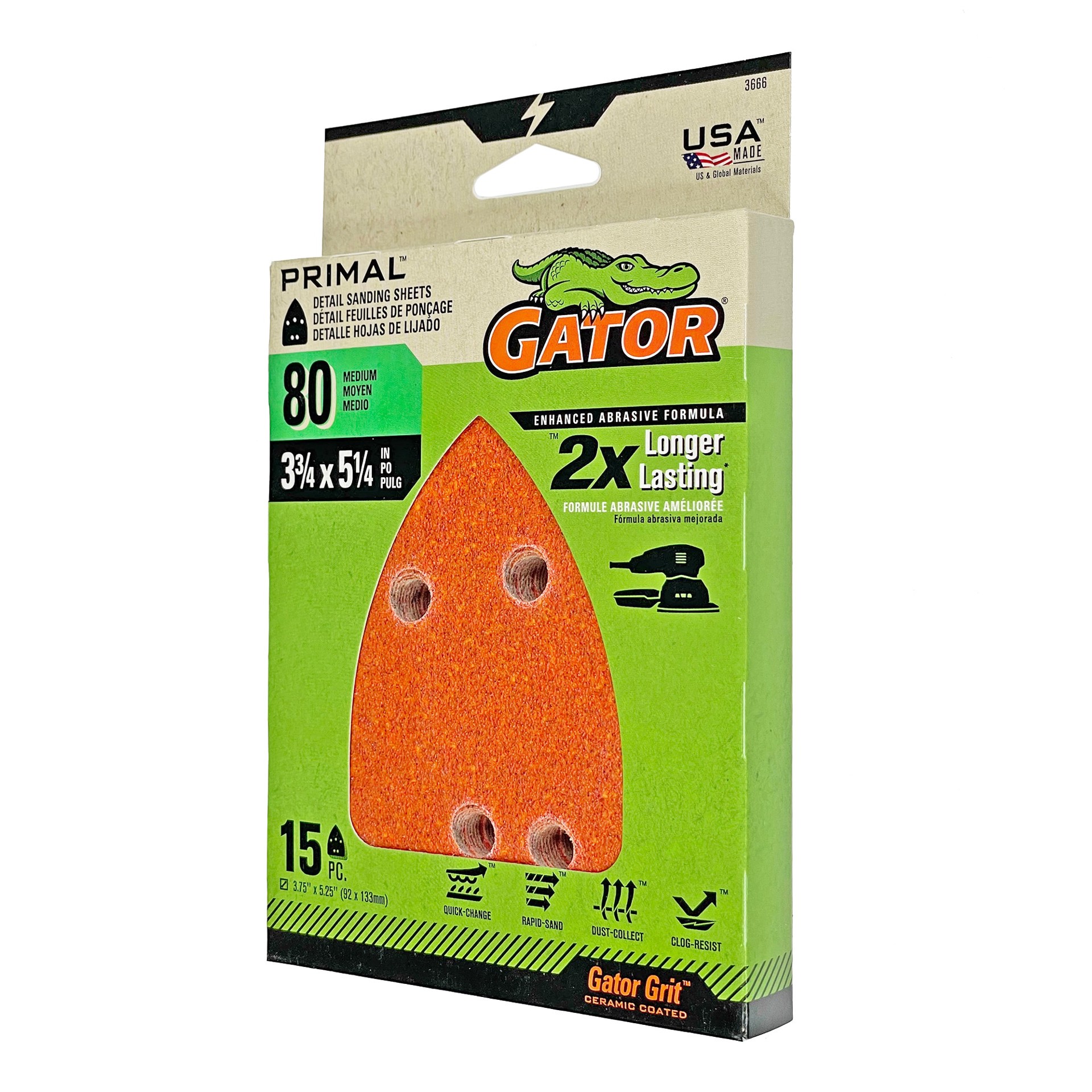 slide 5 of 6, Gator Mouse Refill 80 Grit 15pk 15 -Piece Aluminum oxide 80 -Grit Detail Sandpaper, 1 ct