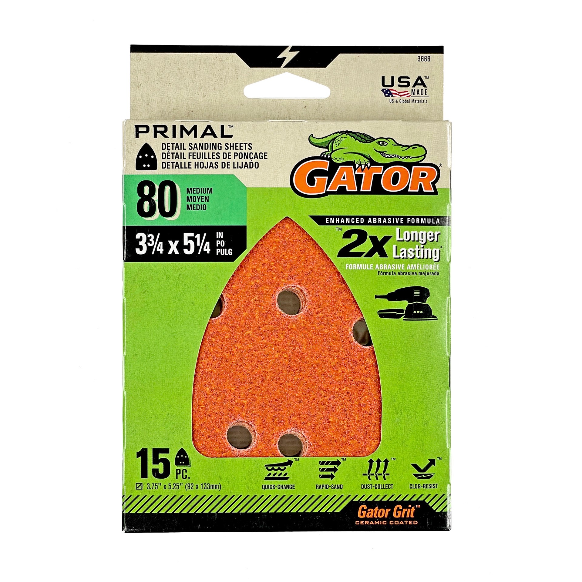 slide 1 of 6, Gator Mouse Refill 80 Grit 15pk 15 -Piece Aluminum oxide 80 -Grit Detail Sandpaper, 1 ct