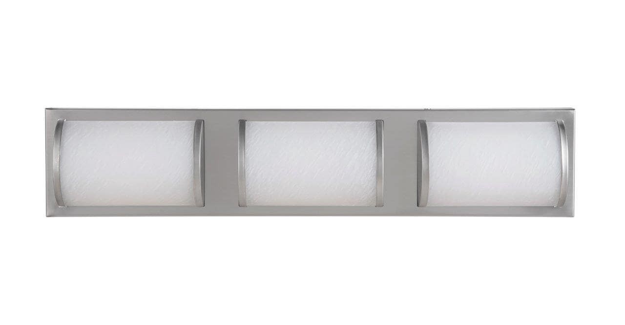 slide 3 of 6, allen + roth Kinsley 22-in 3 -Light Brushed Nickel Integrated LED Modern/contemporary Vanity light bar, 1 ct