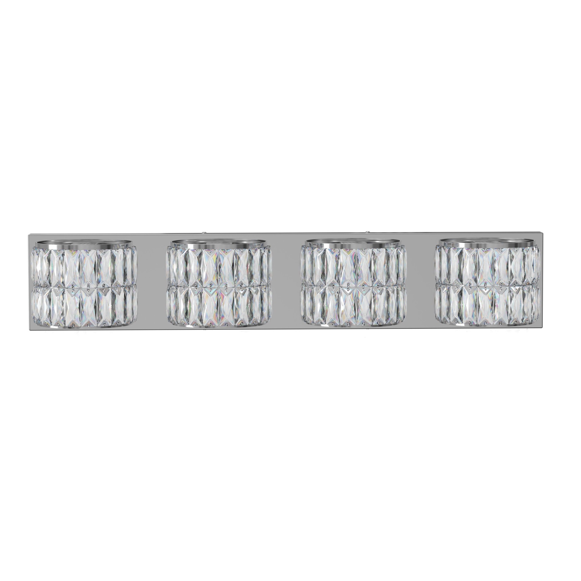 slide 4 of 6, allen + roth Willow 27.17-in 4 -Light Polished Chrome Integrated LED Modern/contemporary Vanity light bar, 1 ct