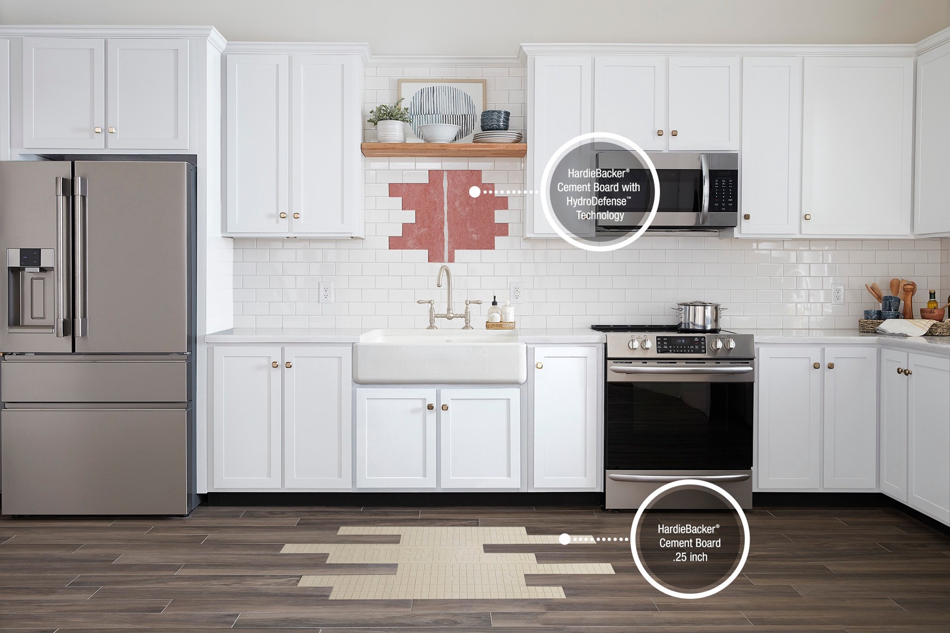 slide 6 of 6, James Hardie HardieBacker with HydroDefense Technology 3-ft x 5-ft x 1/2-in Waterproof Fiber cement Backer Board 1.0 Sheets, 1 ct