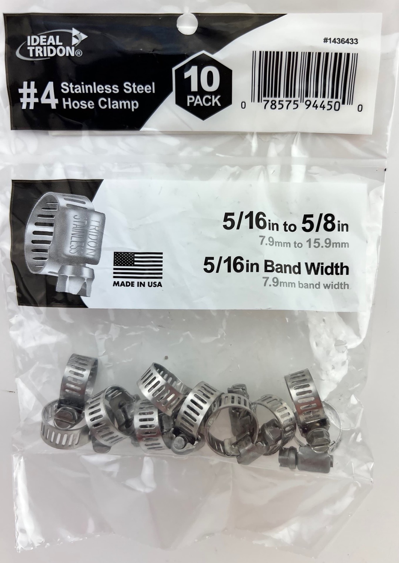 slide 2 of 4, IDEAL-TRIDON 10 -Pack 3/8-in to 5/8-in dia Stainless steel Adjustable clamp, 1 ct