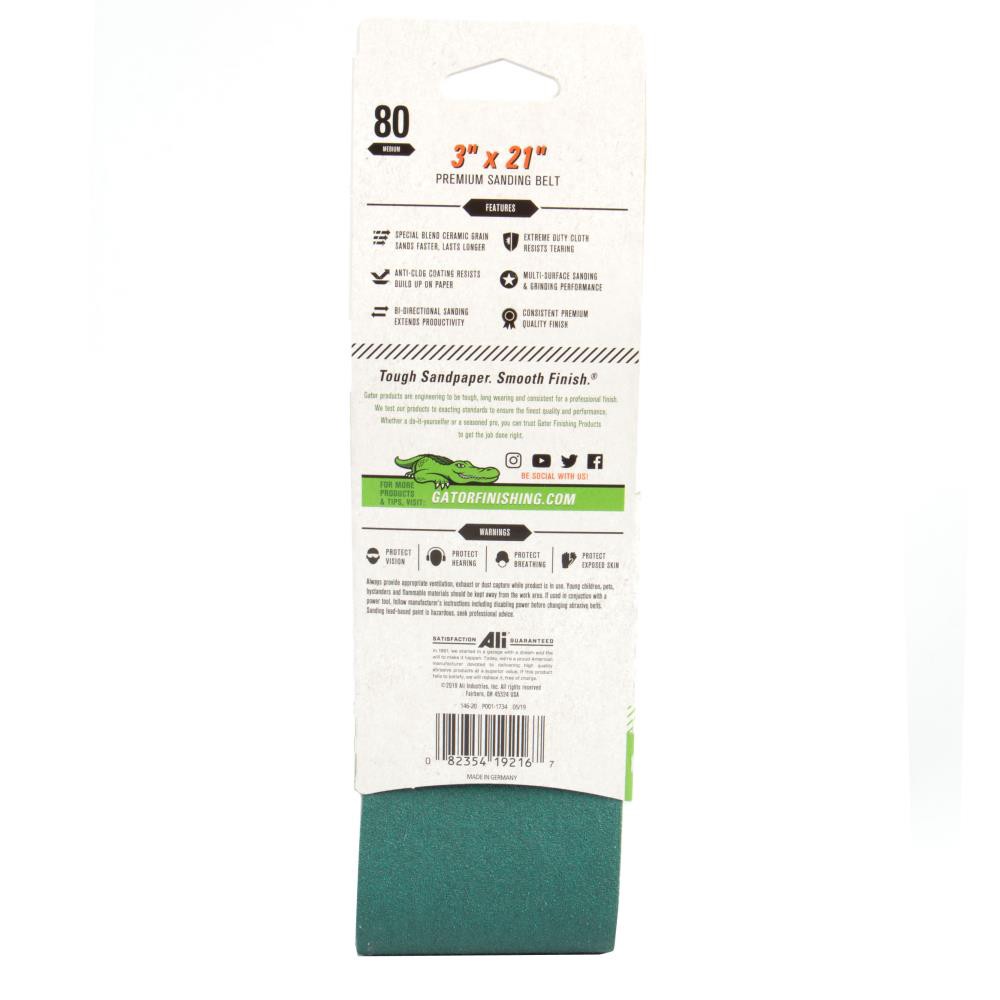 slide 2 of 6, Gator 3 x 21 Prem Cer Belt 80 Gt 1pk Ceramic alumina 80 -Grit Belt Sandpaper, 1 ct