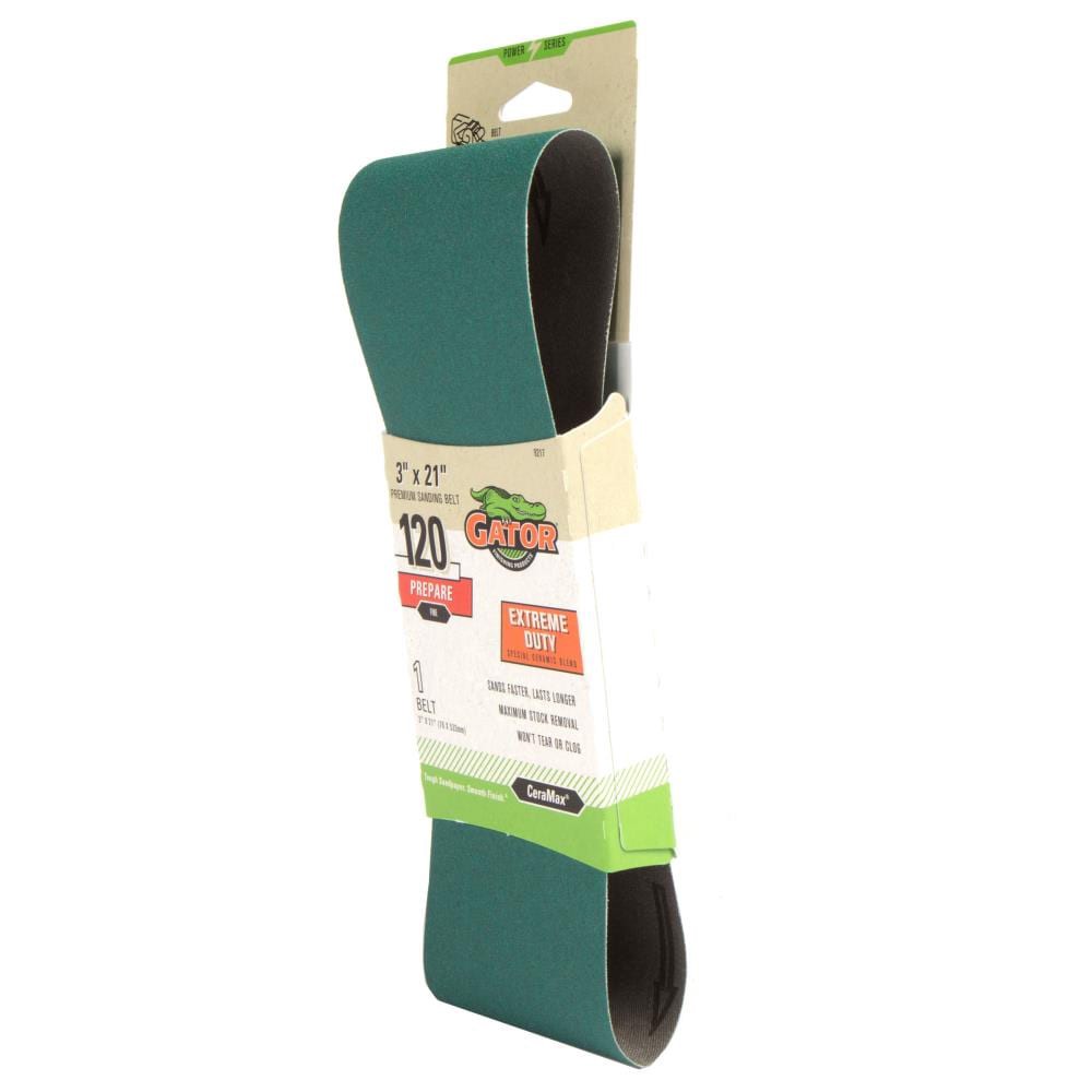 slide 4 of 6, Gator 3 x 21 Prem Cer Belt 120 Gt 1pk Ceramic alumina 120 -Grit Belt Sandpaper, 1 ct