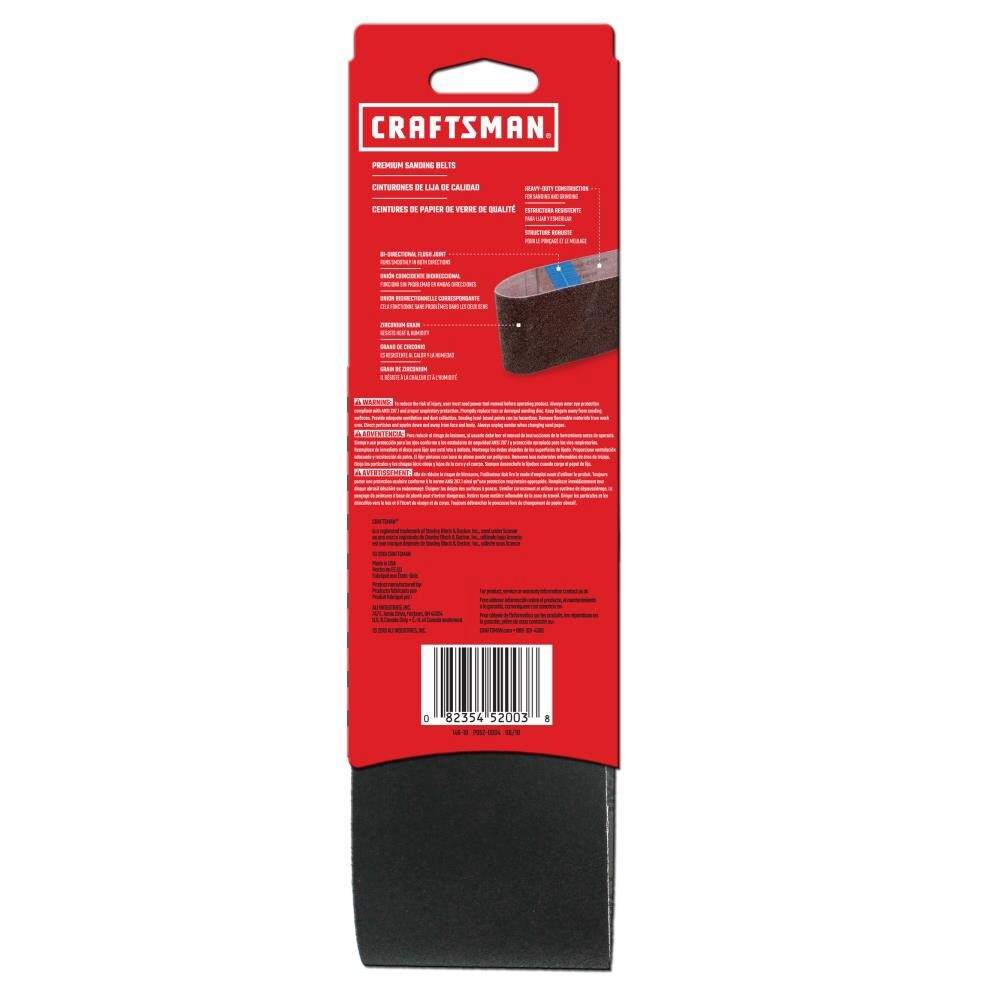 slide 2 of 6, CRAFTSMAN 3 In x 18 In Z/O Belt 80 Grit 2pk 2 -Piece Zirconia alumina 80 -Grit Belt Sandpaper, 1 ct