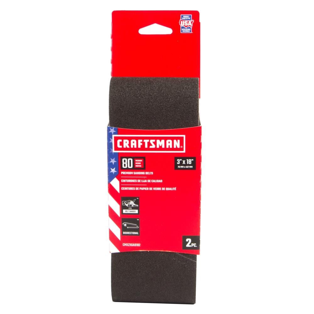 slide 1 of 6, CRAFTSMAN 3 In x 18 In Z/O Belt 80 Grit 2pk 2 -Piece Zirconia alumina 80 -Grit Belt Sandpaper, 1 ct