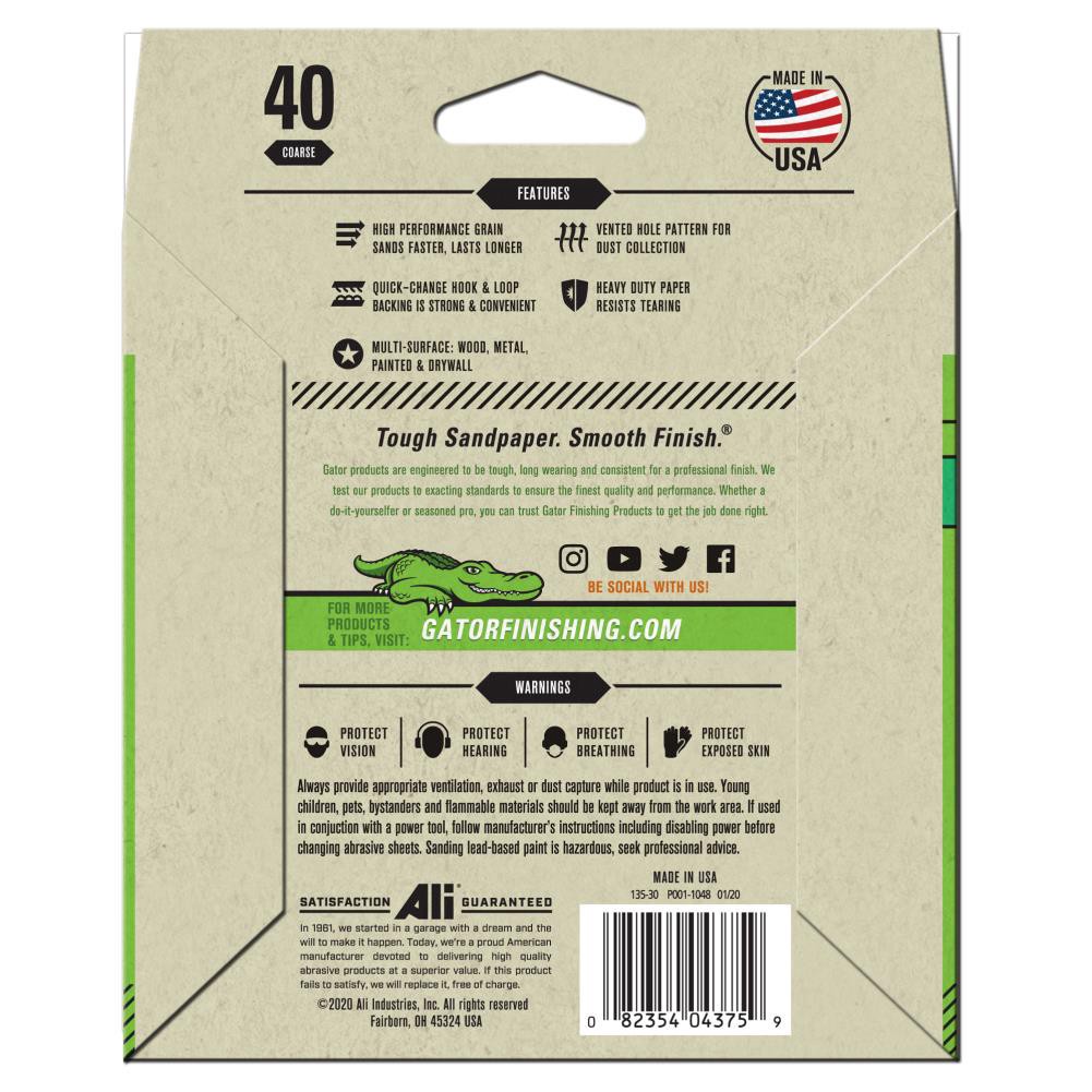 slide 4 of 6, Gator 5 In 8H H/L Disc 40 Grit 15pk 15 -Piece Aluminum oxide 40 -Grit Disc Sandpaper, 1 ct