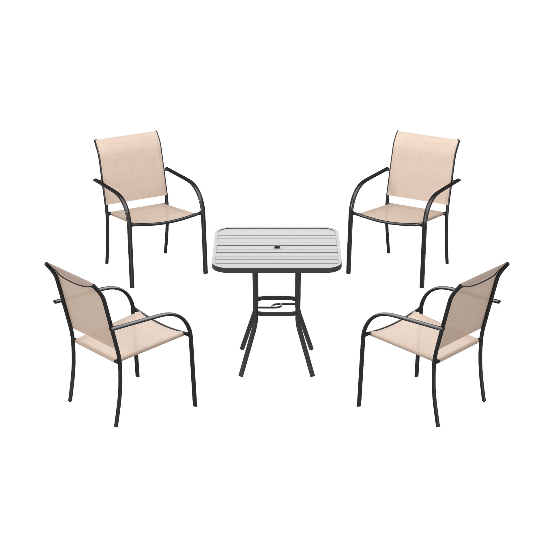 slide 6 of 6, Style Selections Pelham Bay Square Outdoor Bistro Table 29.5-in W x 29.5-in L with Umbrella Hole, 1 ct