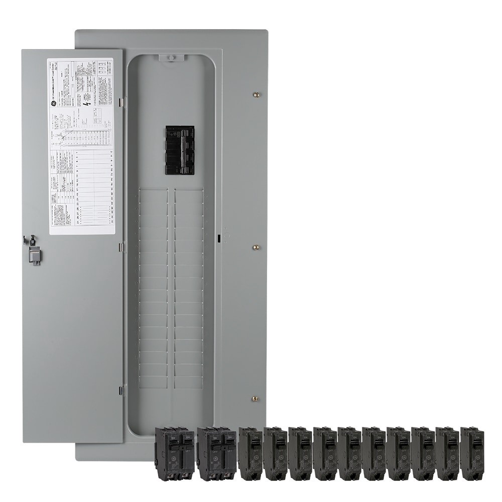slide 1 of 6, GE PowerMark Gold 200 -Amp 32 -Spaces 40 -Circuit Indoor Main Breaker Load Center (Value Pack), 1 ct