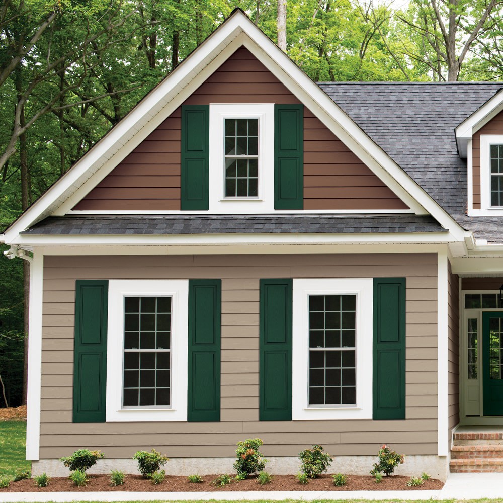 slide 5 of 6, Vantage 14.938-in W x 51-in H Forest Green Raised panel No batten Exterior Shutters ( 2 -Pack ), 1 ct