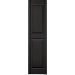 Vantage 14.625-in W x 58.75-in H Black Raised panel Exterior Shutters ( 2 -Pack )