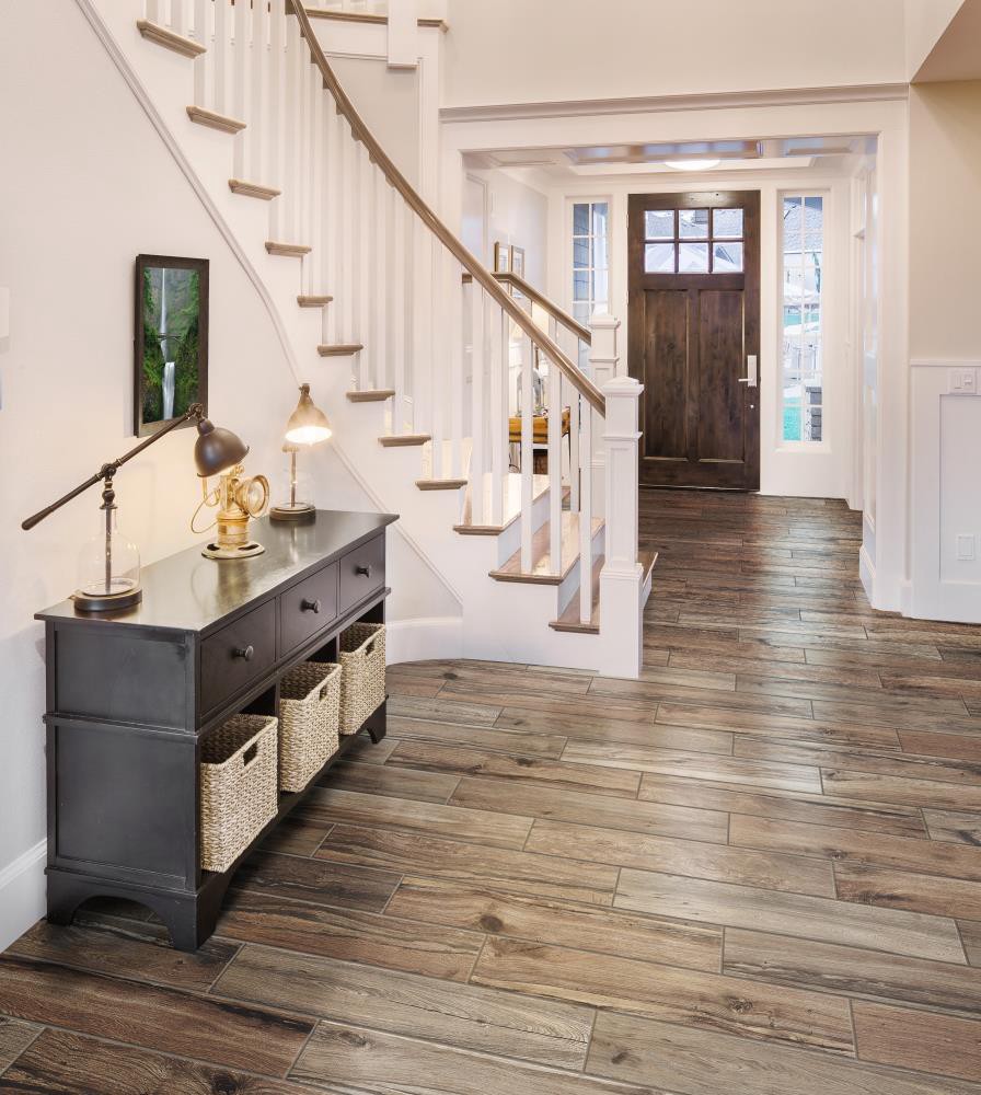 slide 6 of 6, allen + roth Palo Santo 6-in x 36-in Glazed Porcelain Wood Look Plank Floor and Wall Tile ( 1.43-sq ft Piece ), 1 ct