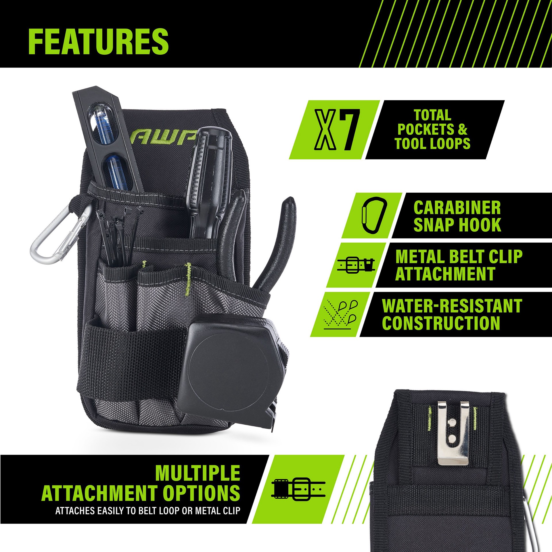 slide 5 of 6, AWP Polyester General Construction Tool Pouch, 1 ct