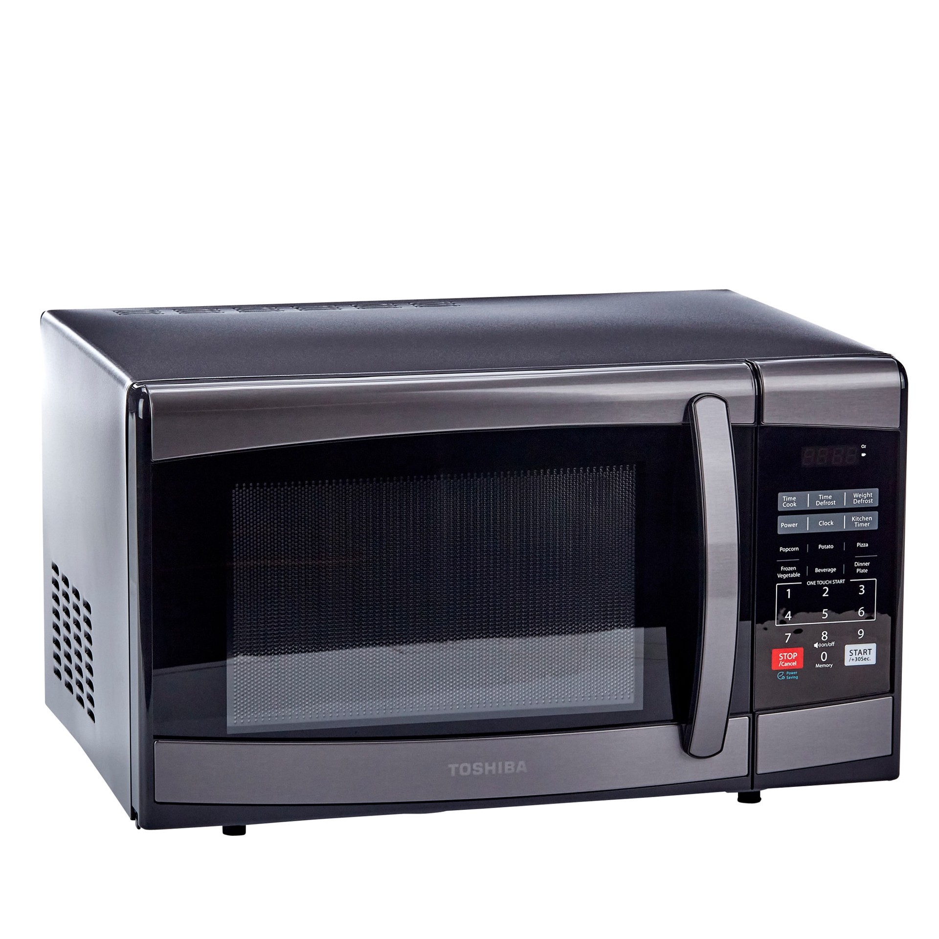 slide 3 of 5, Toshiba 0.9-cu ft 900 -Watt Countertop Microwave ( Black Stainless Steel ), 1 ct