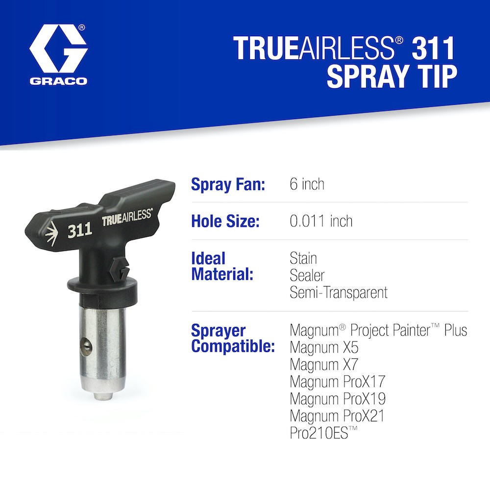 slide 4 of 6, Graco TrueAirless 311 0.011-in Hole 0.65-in Length Paint sprayer tip, 1 ct