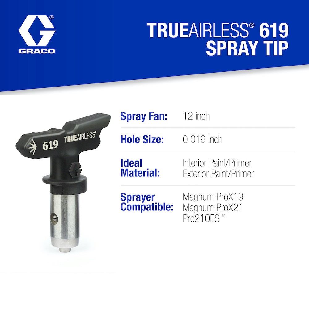 slide 4 of 6, Graco TrueAirless 619 0.019-in Hole 0.65-in Length Paint sprayer tip, 1 ct