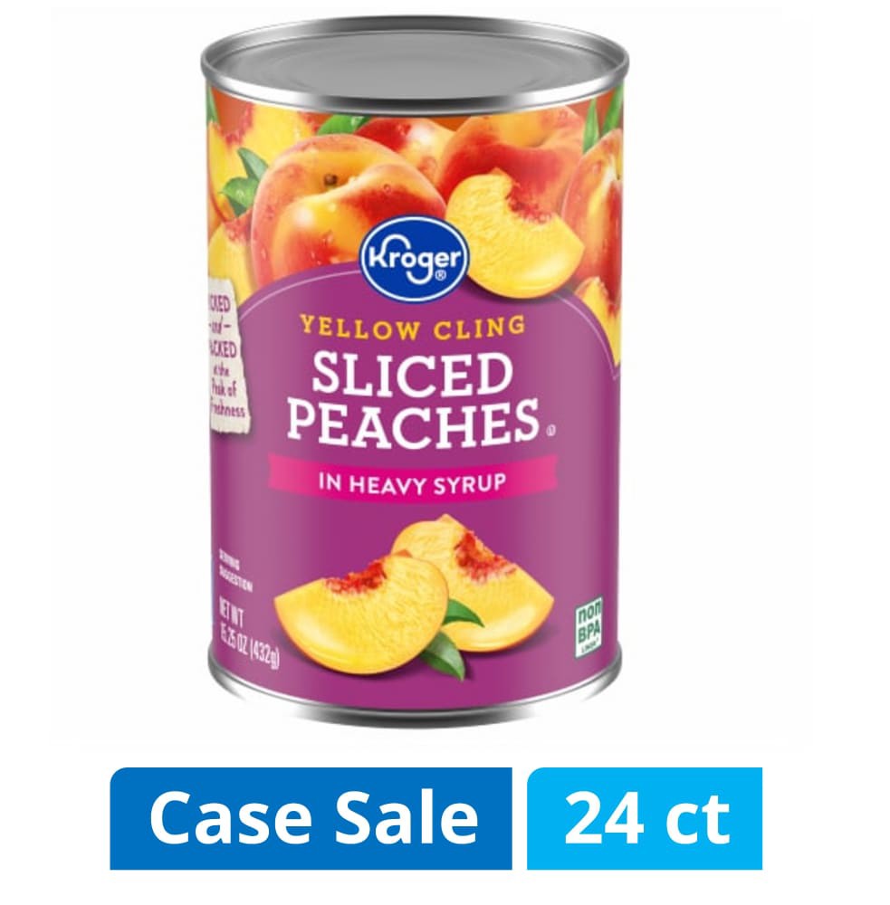 slide 1 of 1, Kroger® Yellow Cling Sliced Peaches In Heavy Syrup Case Sale, 24 ct / 15.25 oz