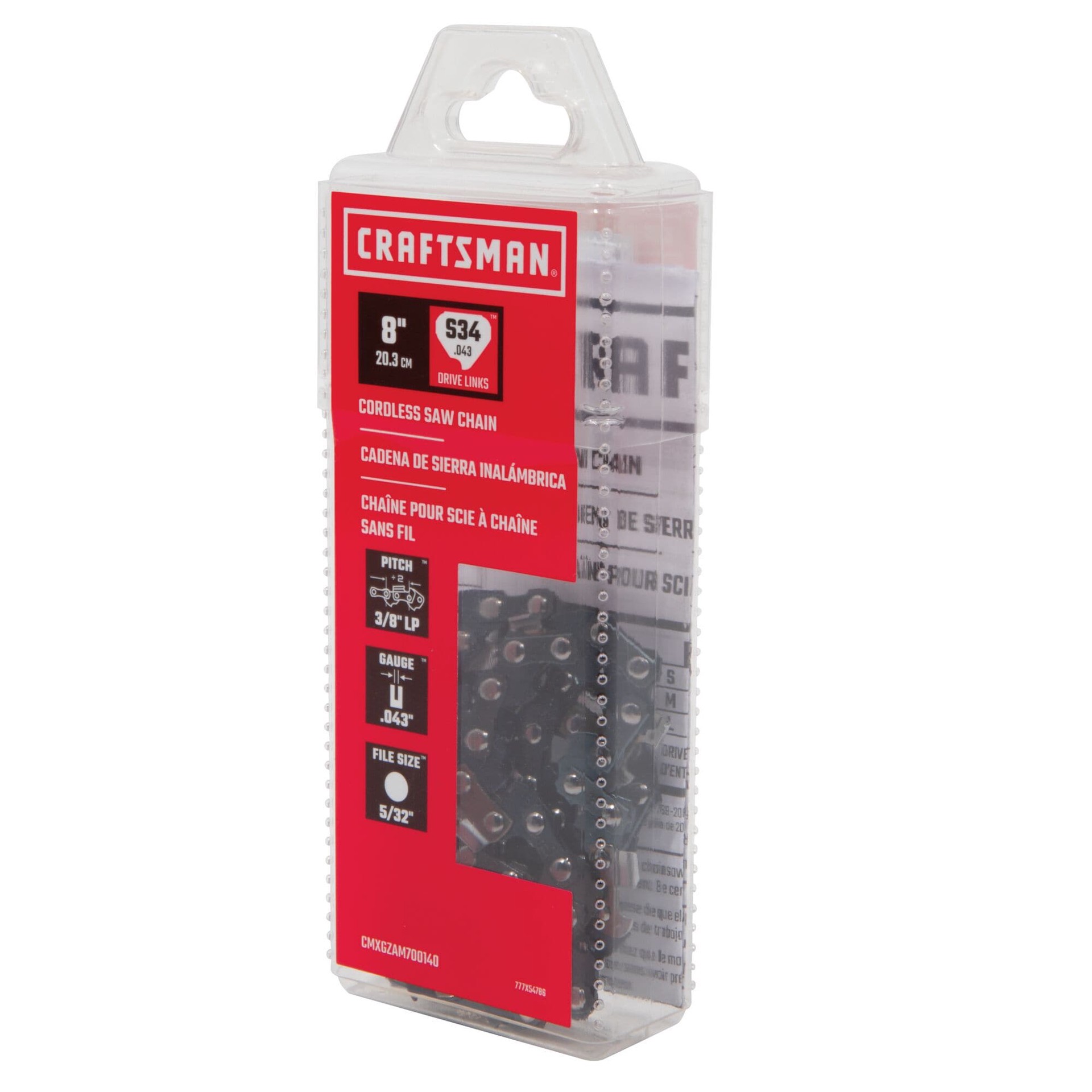 slide 5 of 6, CRAFTSMAN 34 Link Replacement Chainsaw Chain For 8-in , 0.043-in Gauge , 3/8-in Pitch, 1 ct