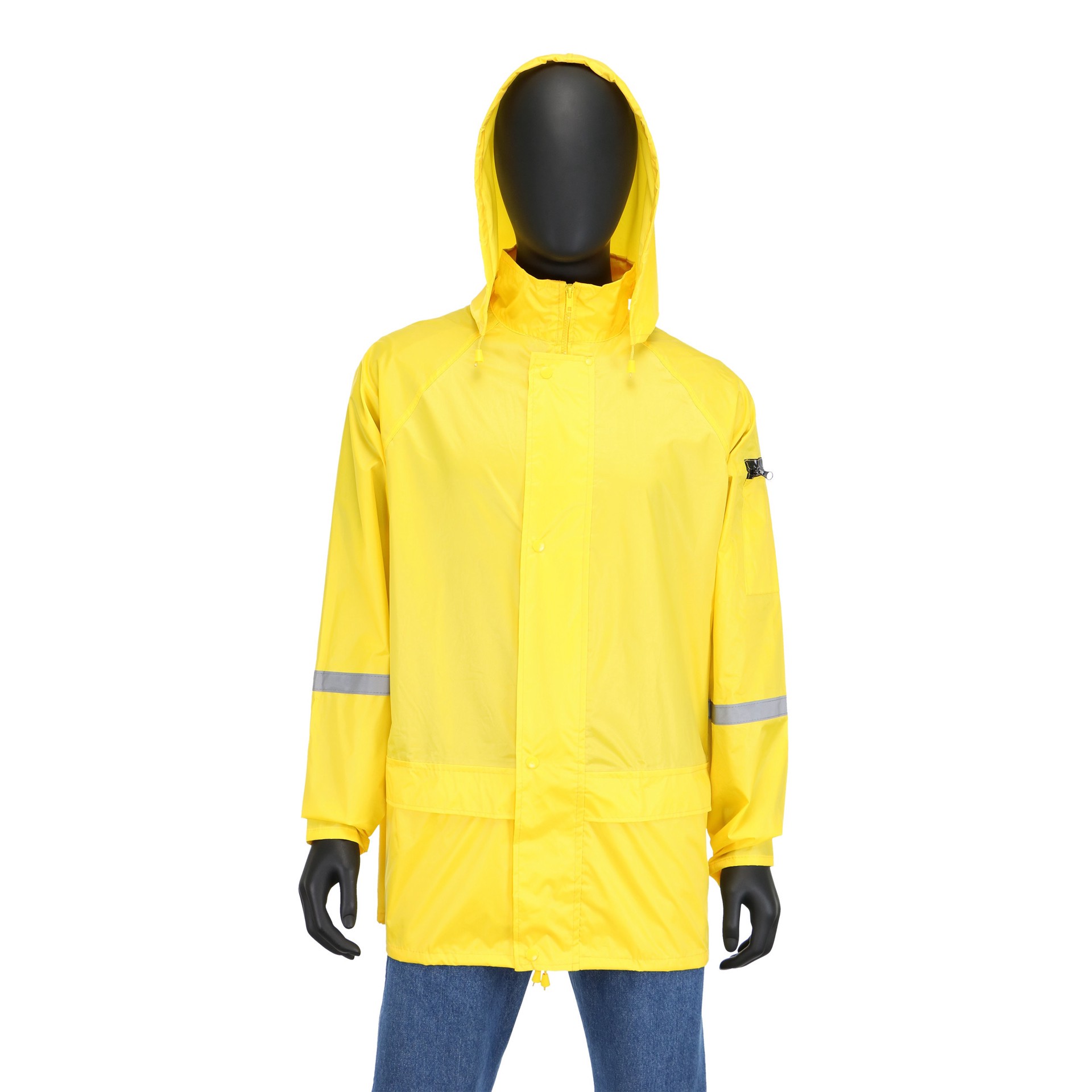 slide 2 of 5, Safety Works Men's Yellow Hooded Rain jacket ( L ), 1 ct