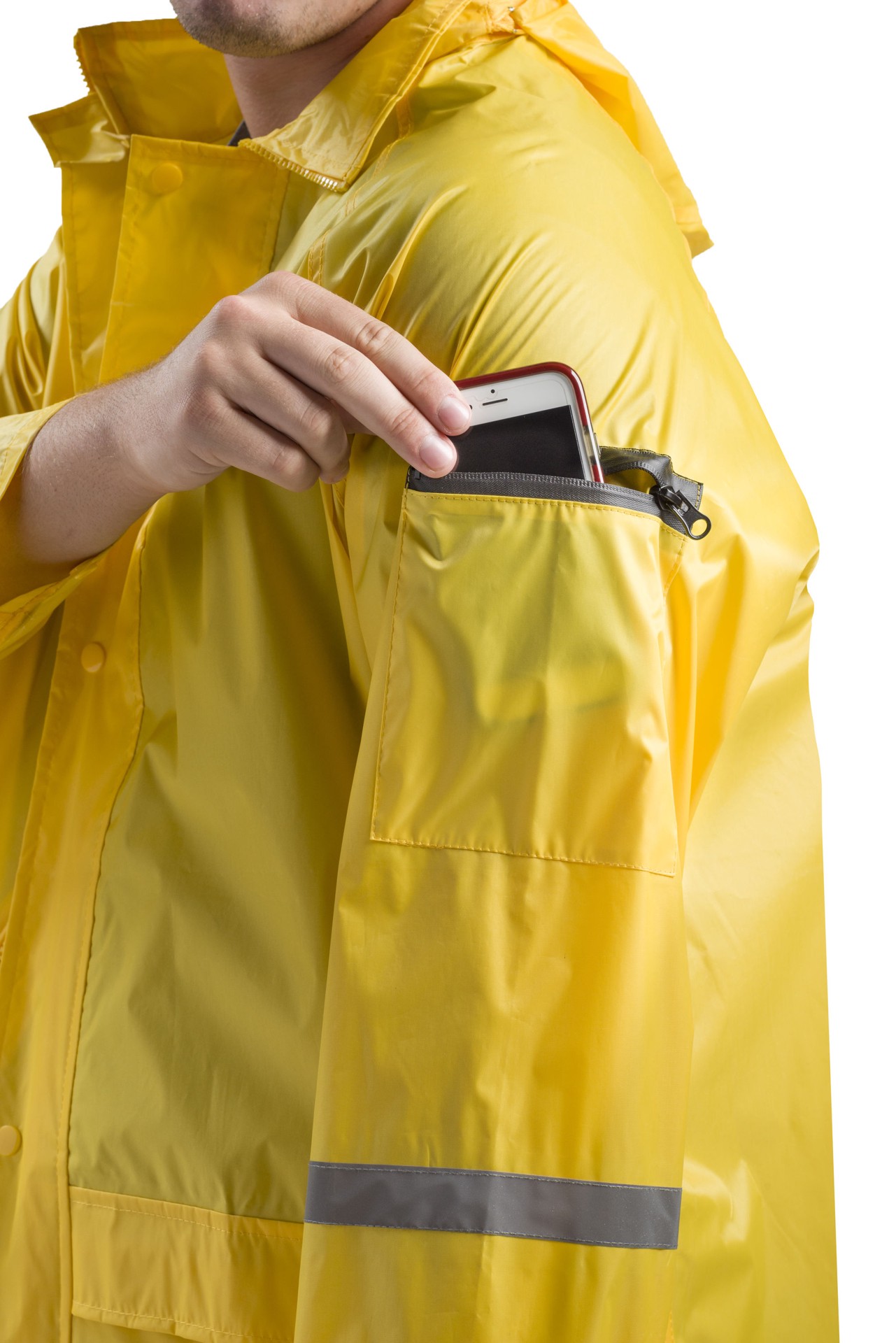 slide 4 of 5, Safety Works Men's Yellow Hooded Rain jacket ( L ), 1 ct