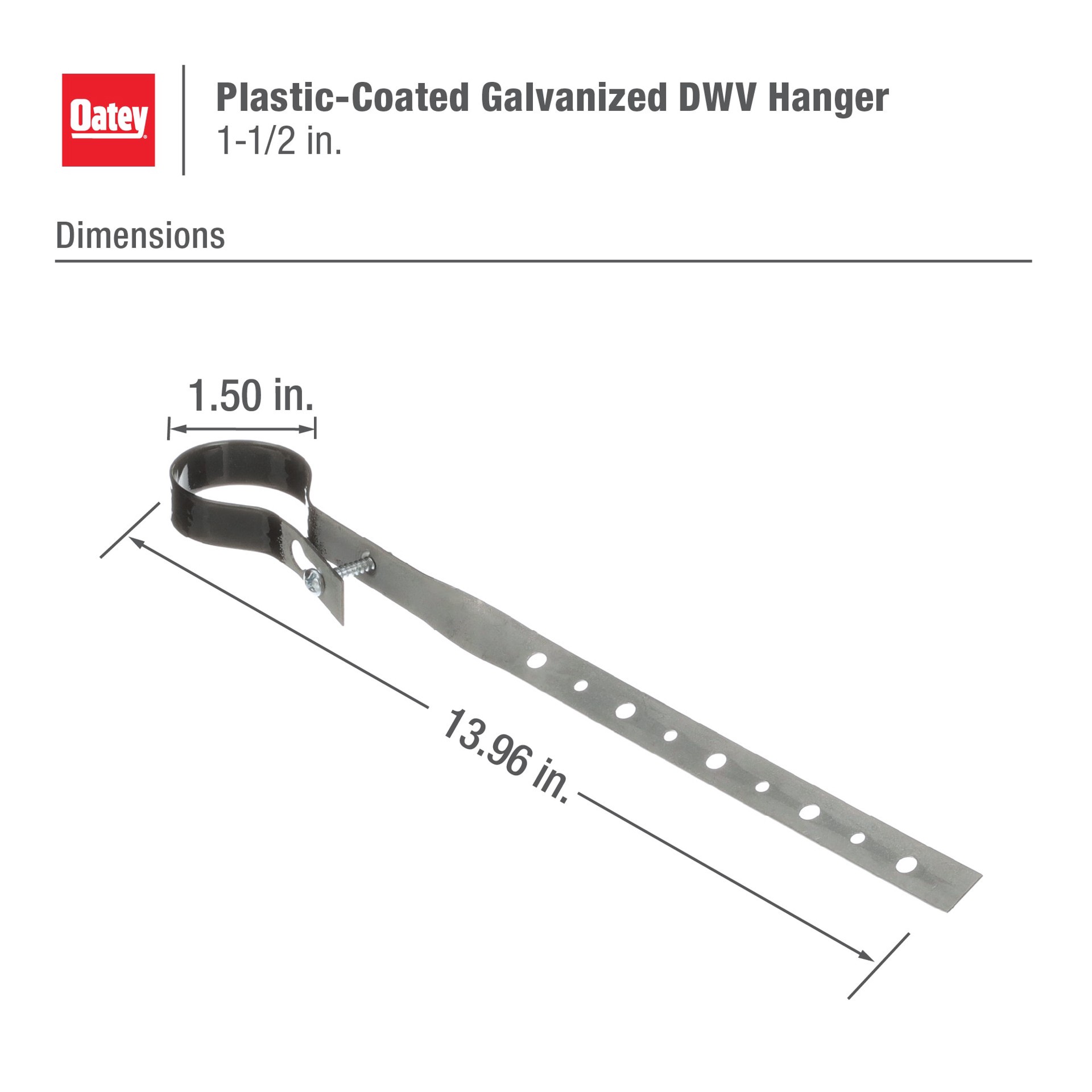 slide 3 of 6, Oatey 1-1/2-in to 1-1/2-in dia Steel Hanger iron, 1 ct