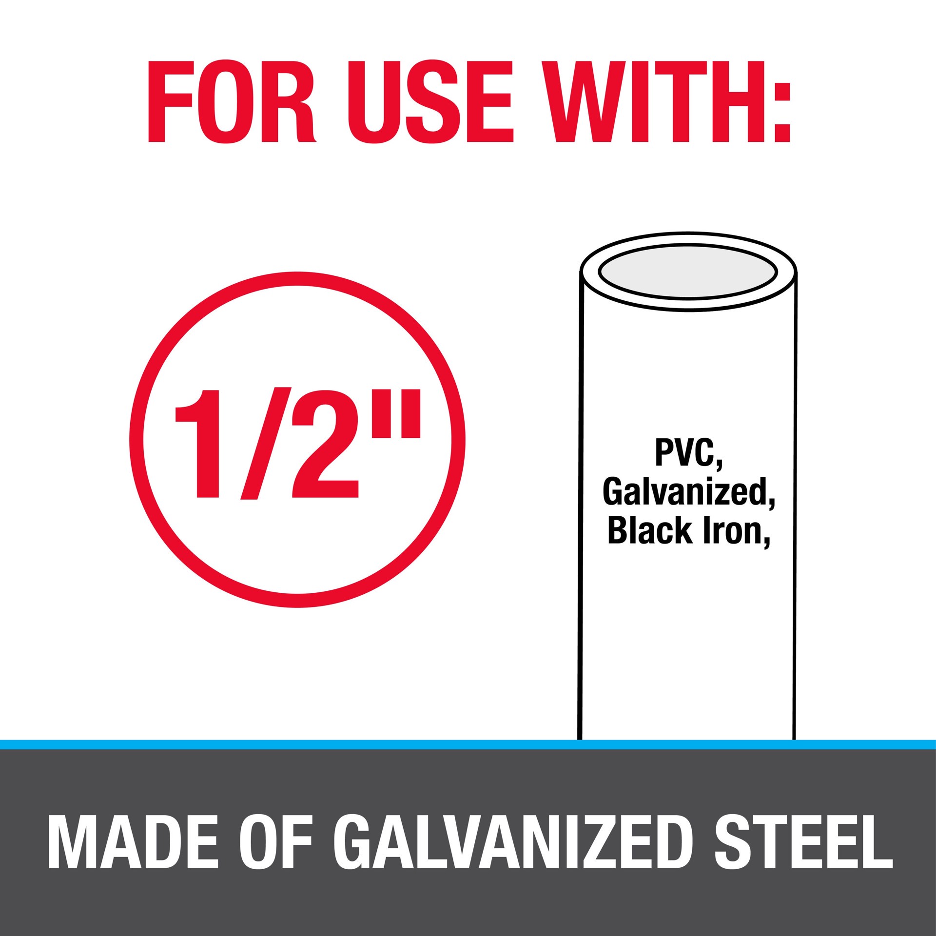 slide 5 of 6, Oatey 10 -Pack 1/2-in to 1/2-in dia Galvanized 2-hole pipe strap, 1 ct