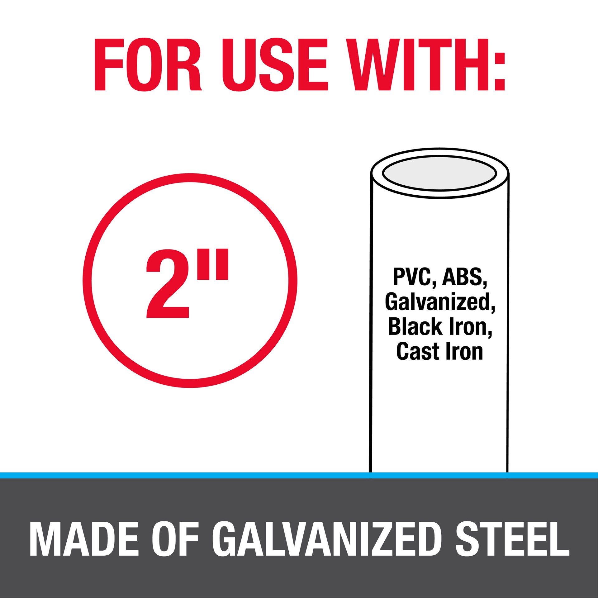 slide 4 of 5, Oatey 2-in to 2-in dia Steel Clevis hanger, 1 ct